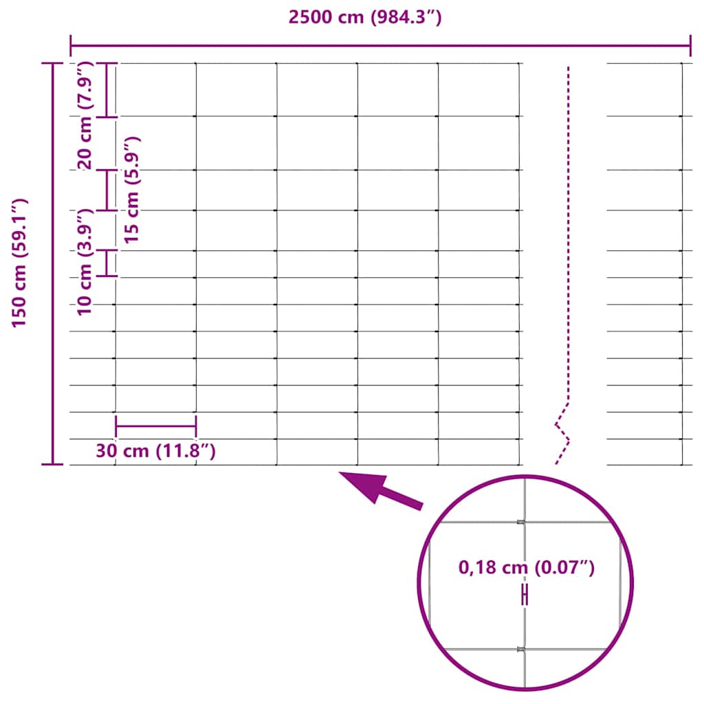 Divlja Ograde s Stupovima 25 x 1,5 m (Š x V)