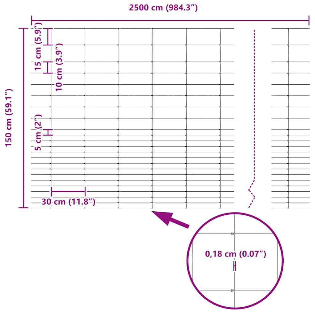 Divlja Ograde s Stupovima 25 x 1,6 m (Š x V)