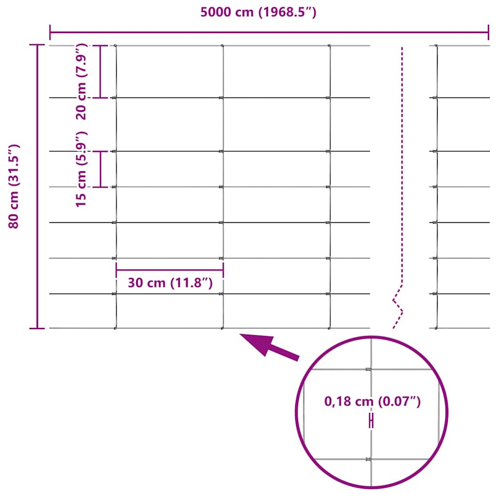Divlja Ograde s Stupovima 50 x 0,8 m (Š x V)