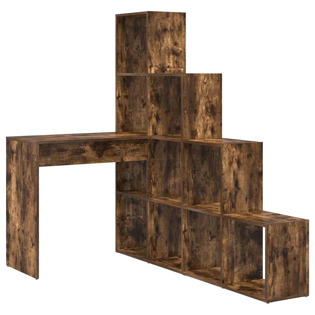 Kutni stol s policom Dimljeni hrast 101,5 x 149,5 x 149,5 cm