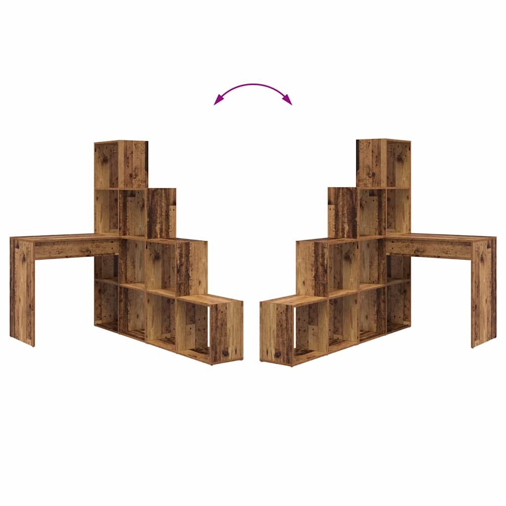 Kutni stol s policom Staro drvo 101,5 x 149,5 x 149,5 cm
