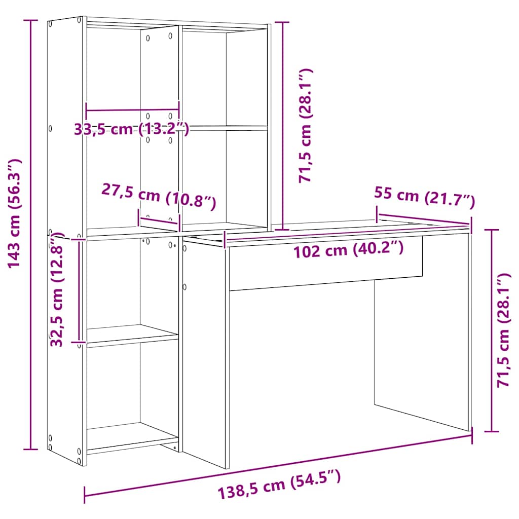 Stol Dimljeni hrast 138,5 x 55 x 143 cm Konstruirano drvo