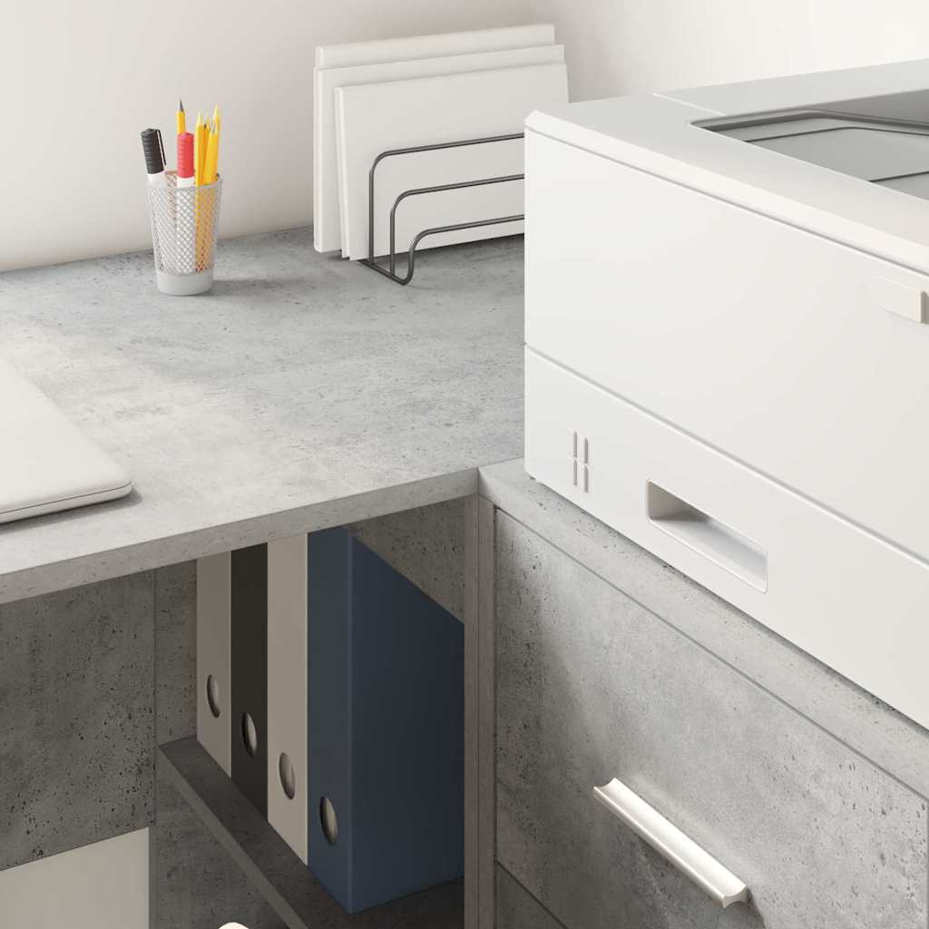 Kutni stol s ladicama Betonski sivi 102 x 88 x 75 cm