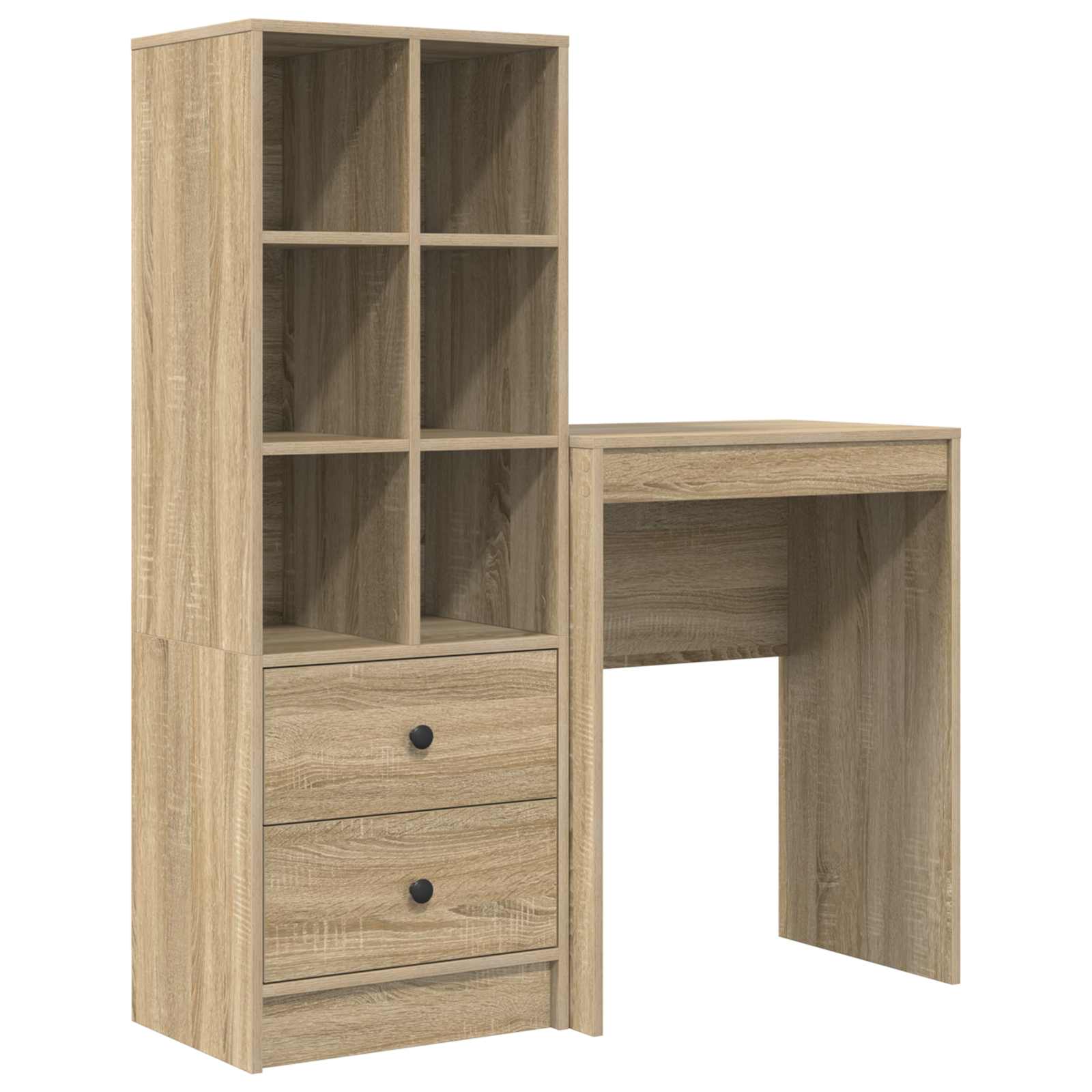 Stol s ladicama s policom s pohranom 2 pcs Sonoma hrast