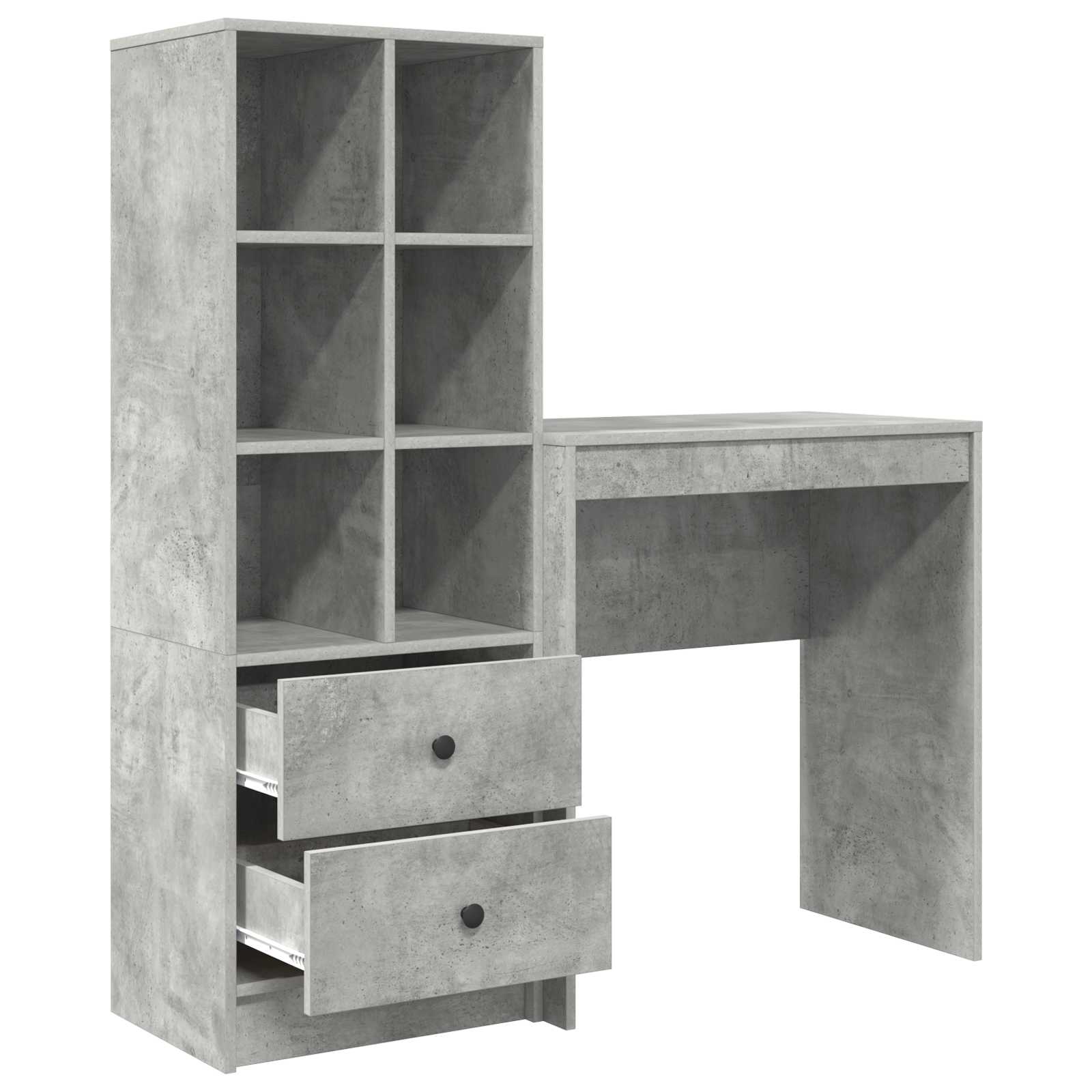 Stol s ladicama s policom s pohranom 2 pcs Betonski sivi