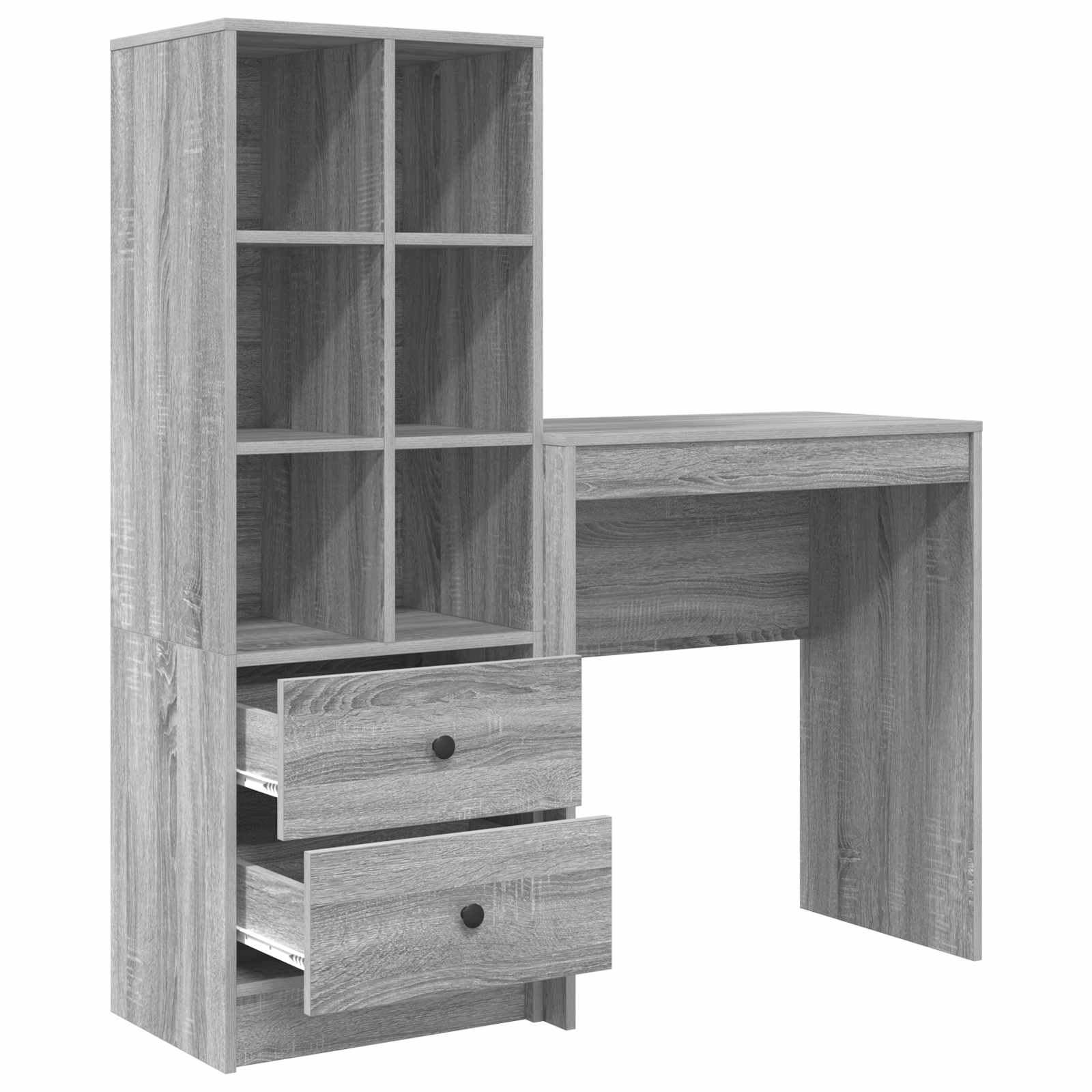 Stol s ladicama s policom s pohranom 2 pcs Siva Sonoma