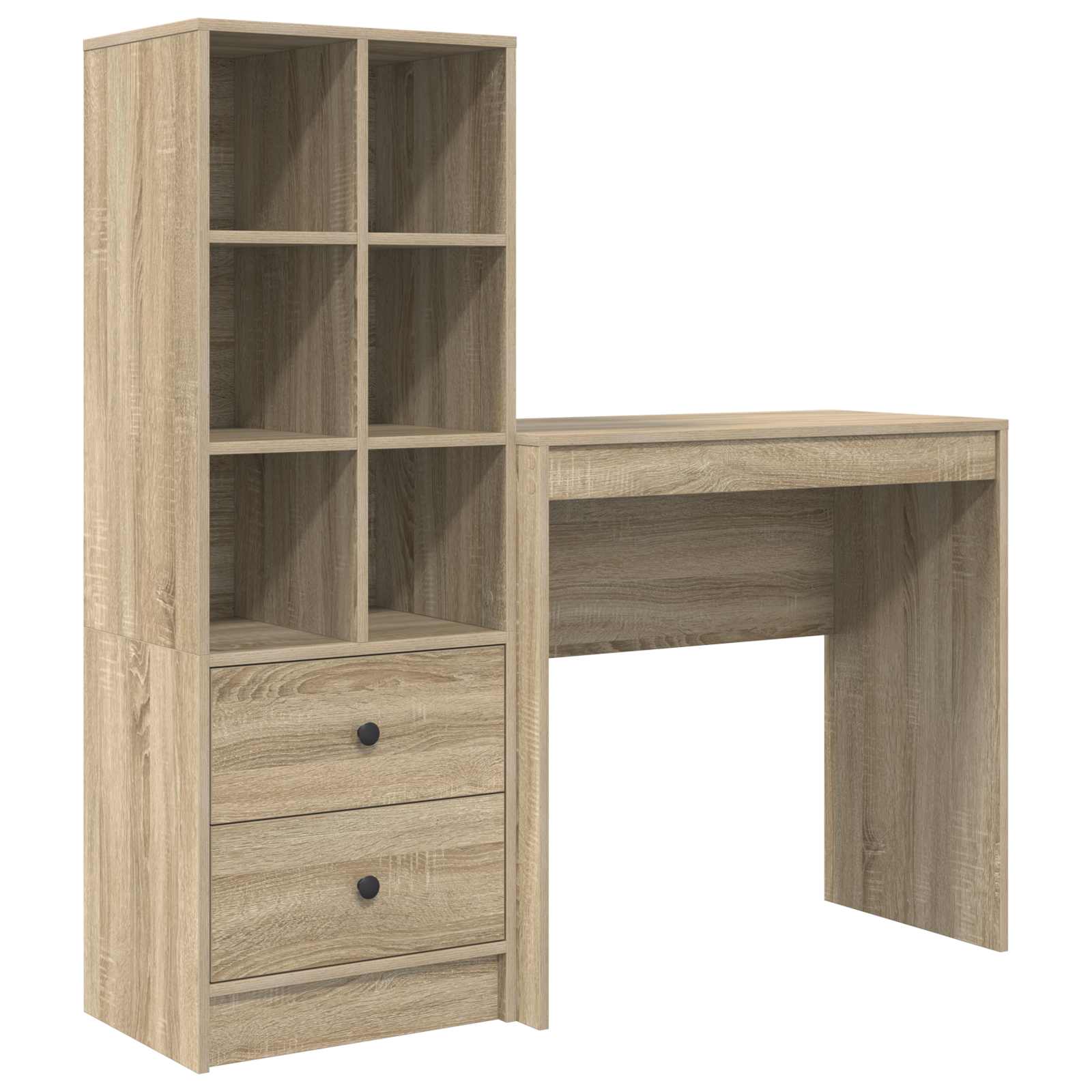 Stol s ladicama s policom s pohranom 2 pcs Sonoma hrast