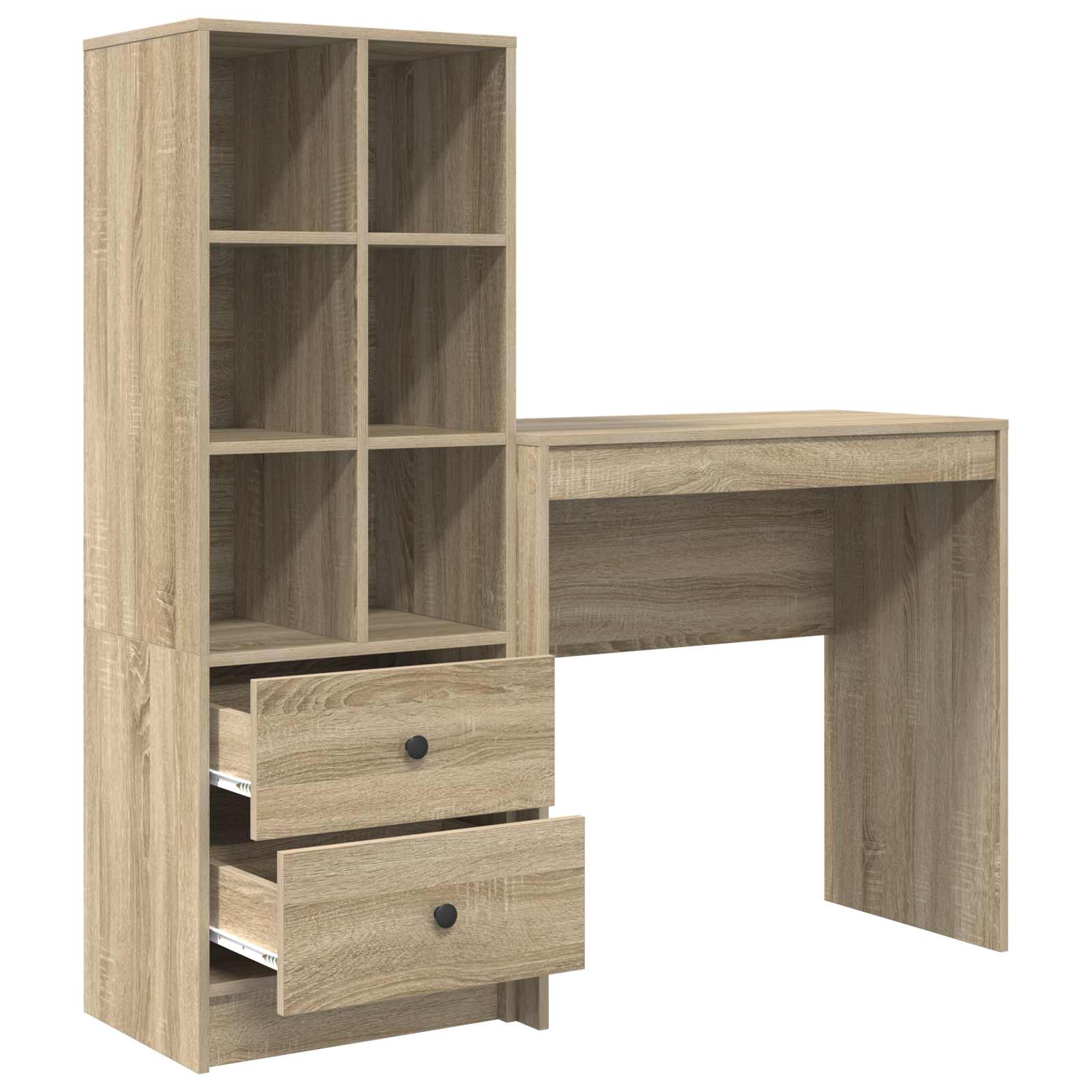 Stol s ladicama s policom s pohranom 2 pcs Sonoma hrast