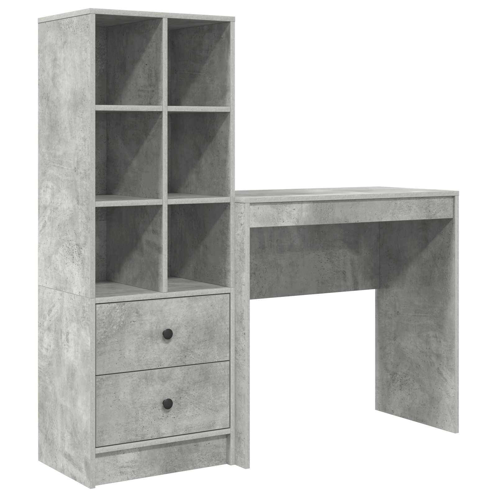 Stol s ladicama s policom s pohranom 2 pcs Betonski sivi