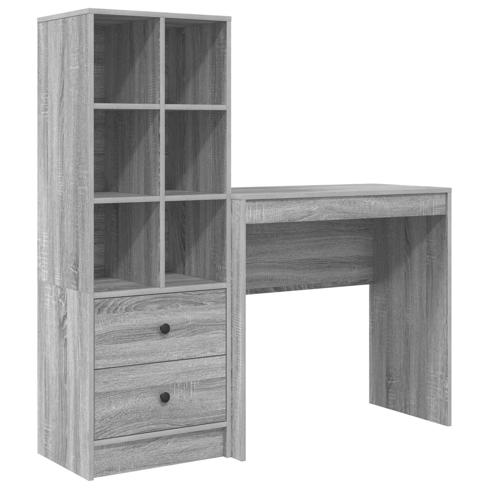 Stol s ladicama s policom s pohranom 2 pcs Siva Sonoma