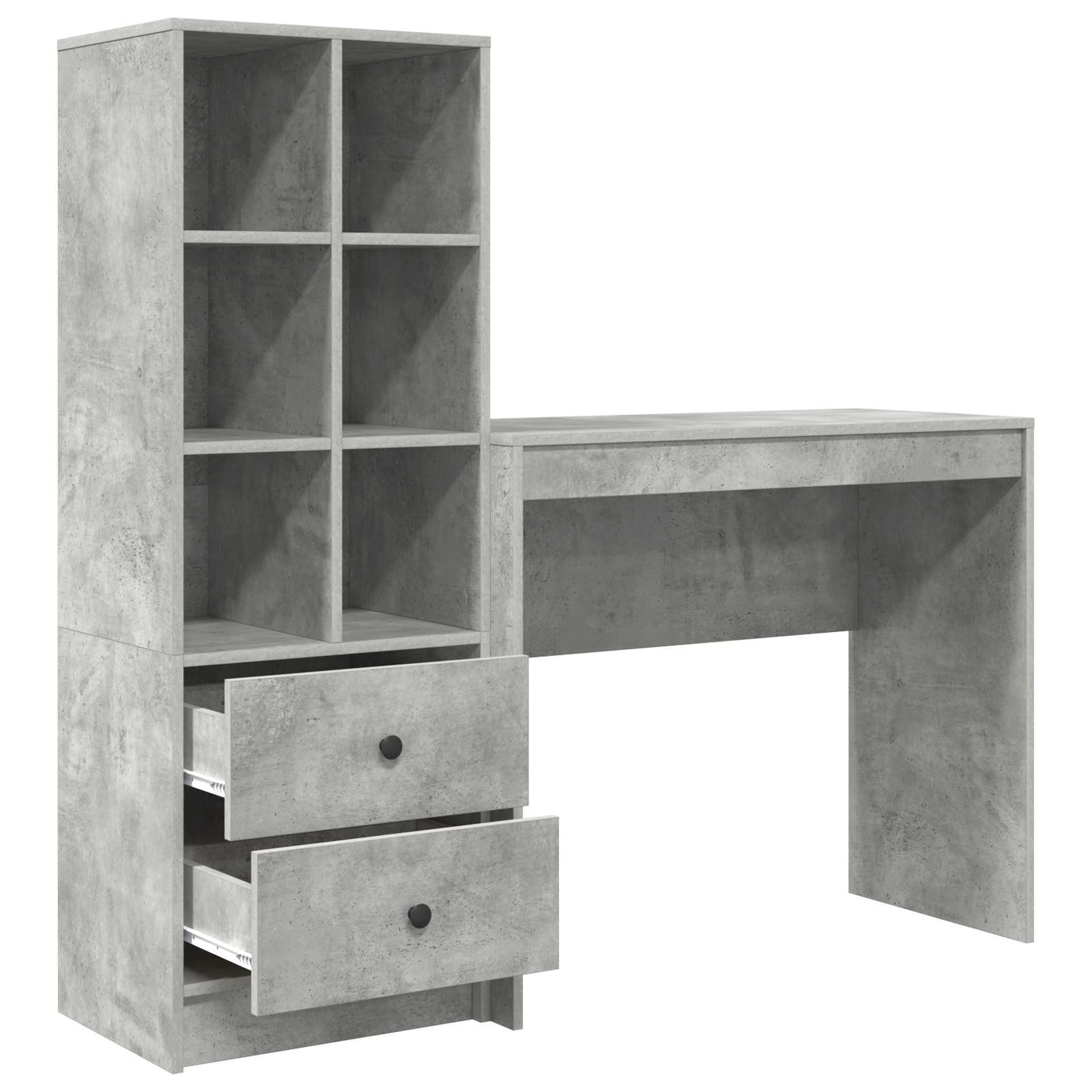 Stol s ladicama s policom s pohranom 2 pcs Betonski sivi