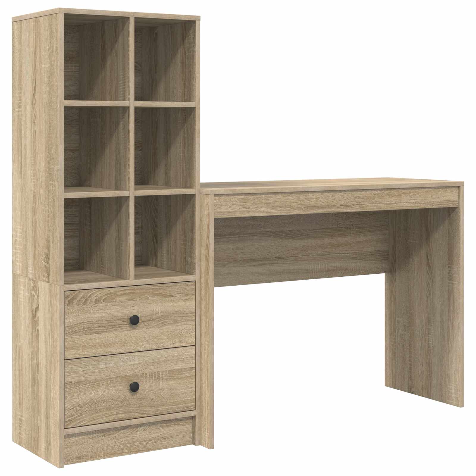 Stol s ladicama s policom s pohranom 2 pcs Sonoma hrast
