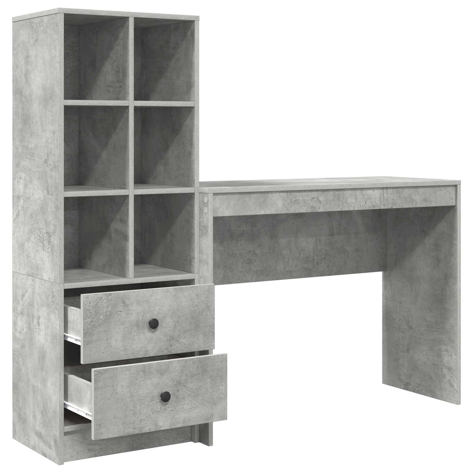 Stol s ladicama s policom s pohranom 2 pcs Betonski sivi