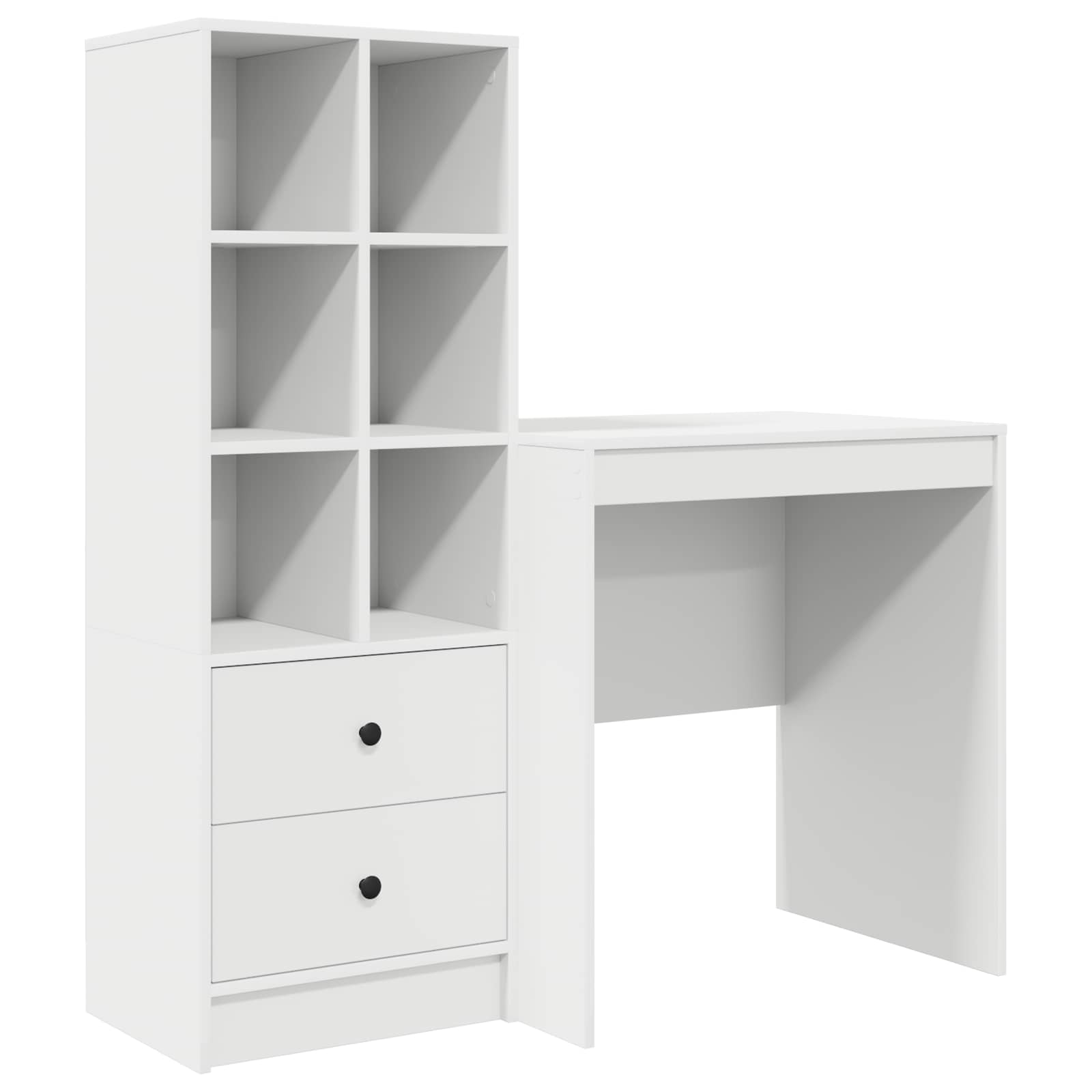 Stol s ladicama s policom s pohranom 2 pcs Bijelo