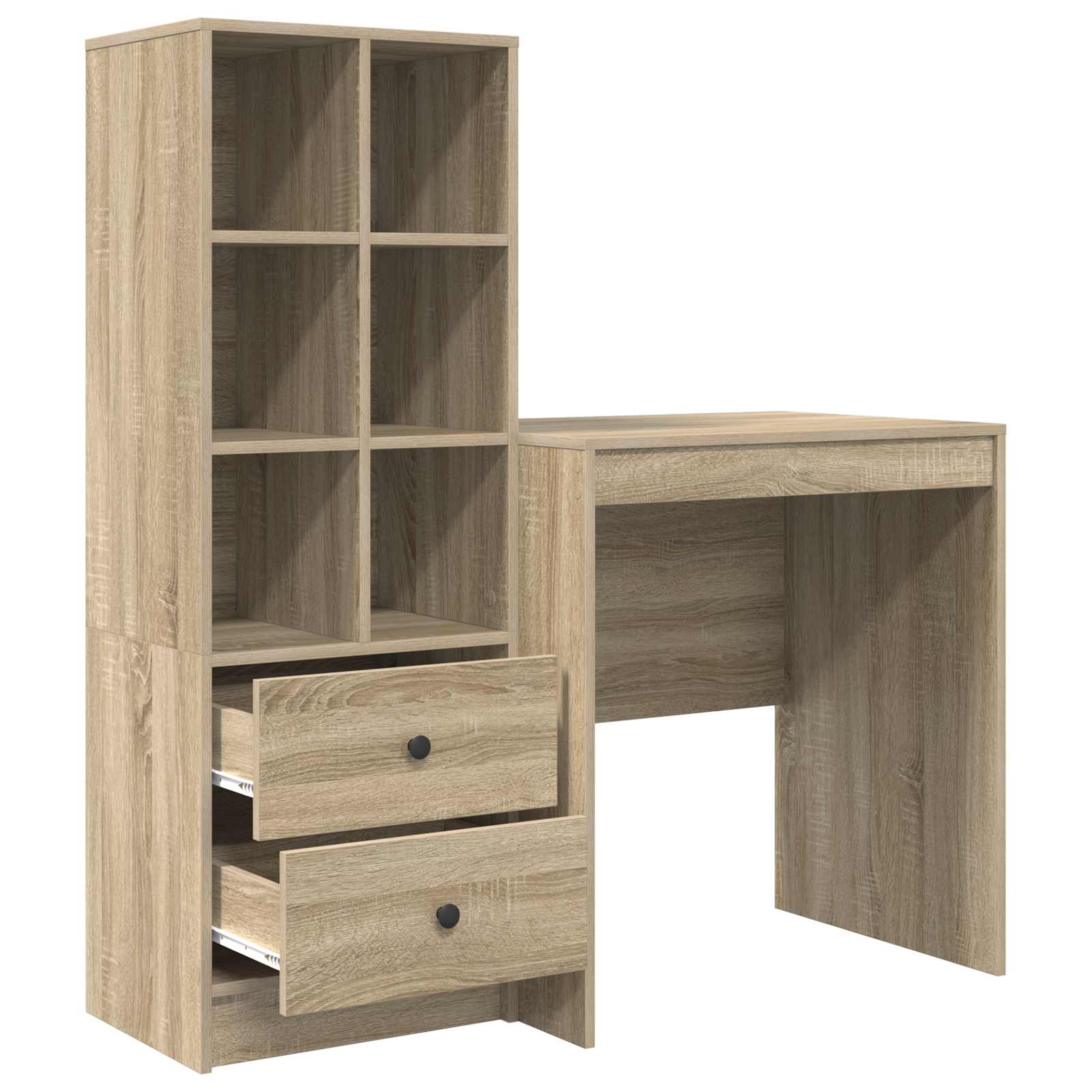 Stol s ladicama s policom s pohranom 2 pcs Sonoma hrast