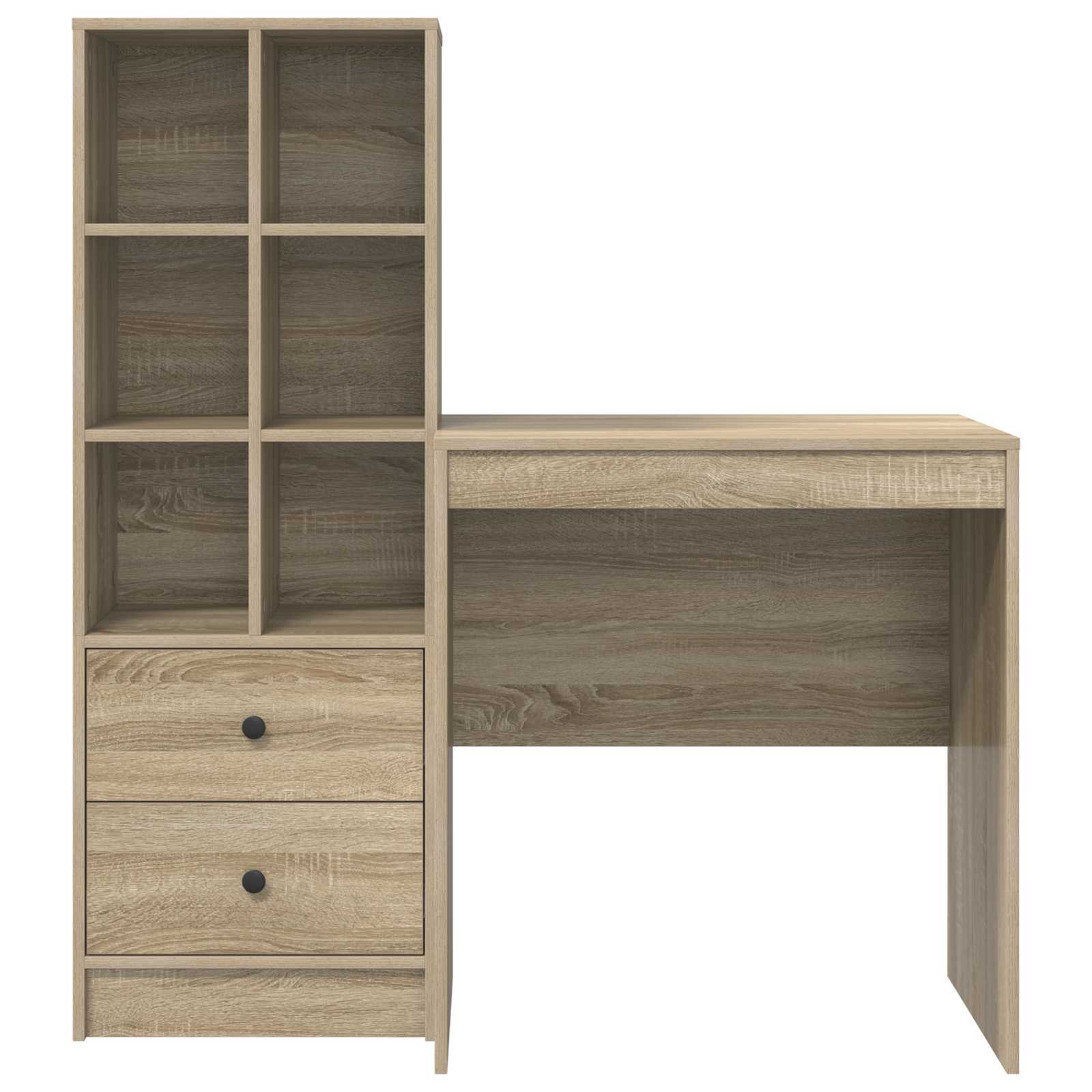 Stol s ladicama s policom s pohranom 2 pcs Sonoma hrast