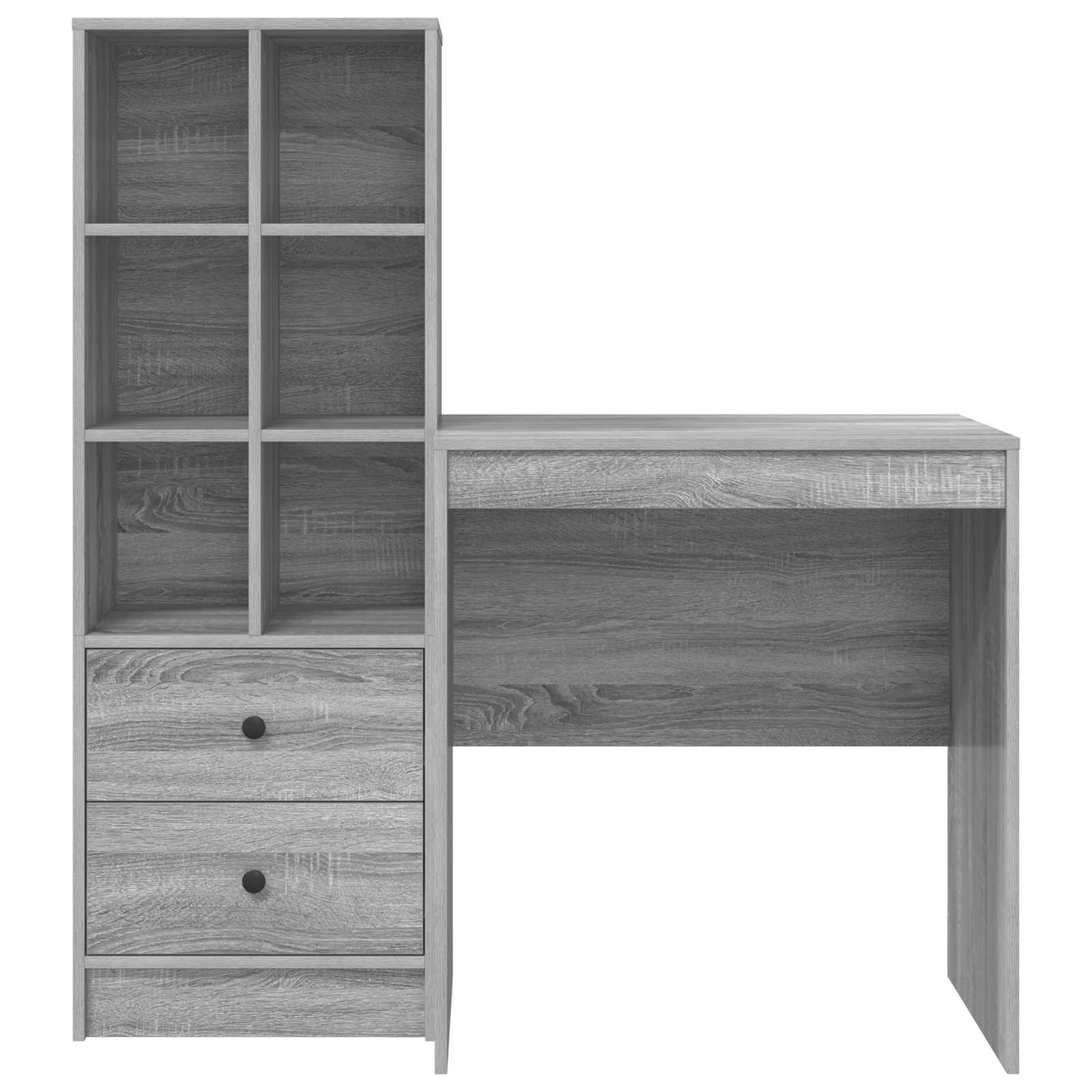Stol s ladicama s policom s pohranom 2 pcs Siva Sonoma