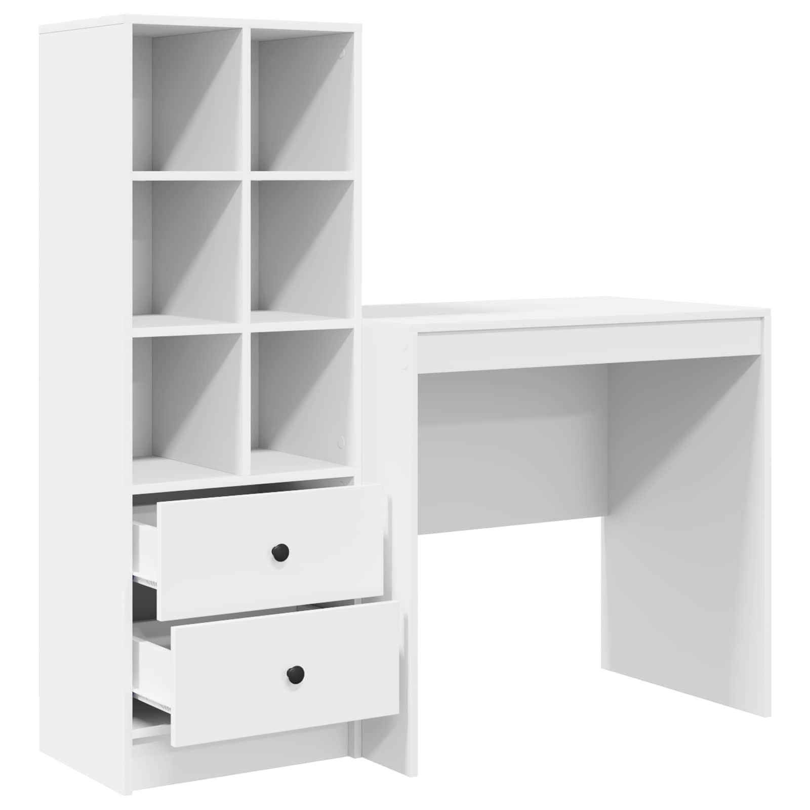 Stol s ladicama s policom s pohranom 2 pcs Bijelo