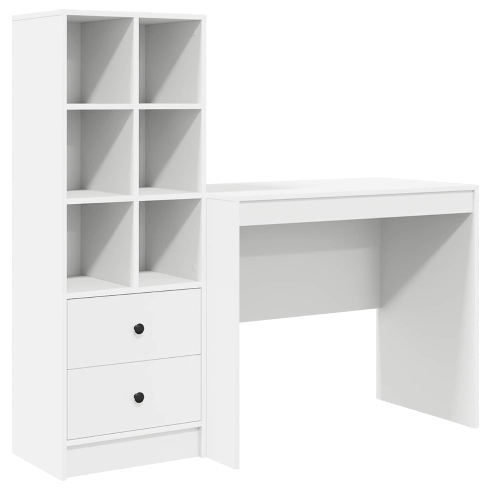 Stol s ladicama s policom s pohranom 2 pcs Bijelo