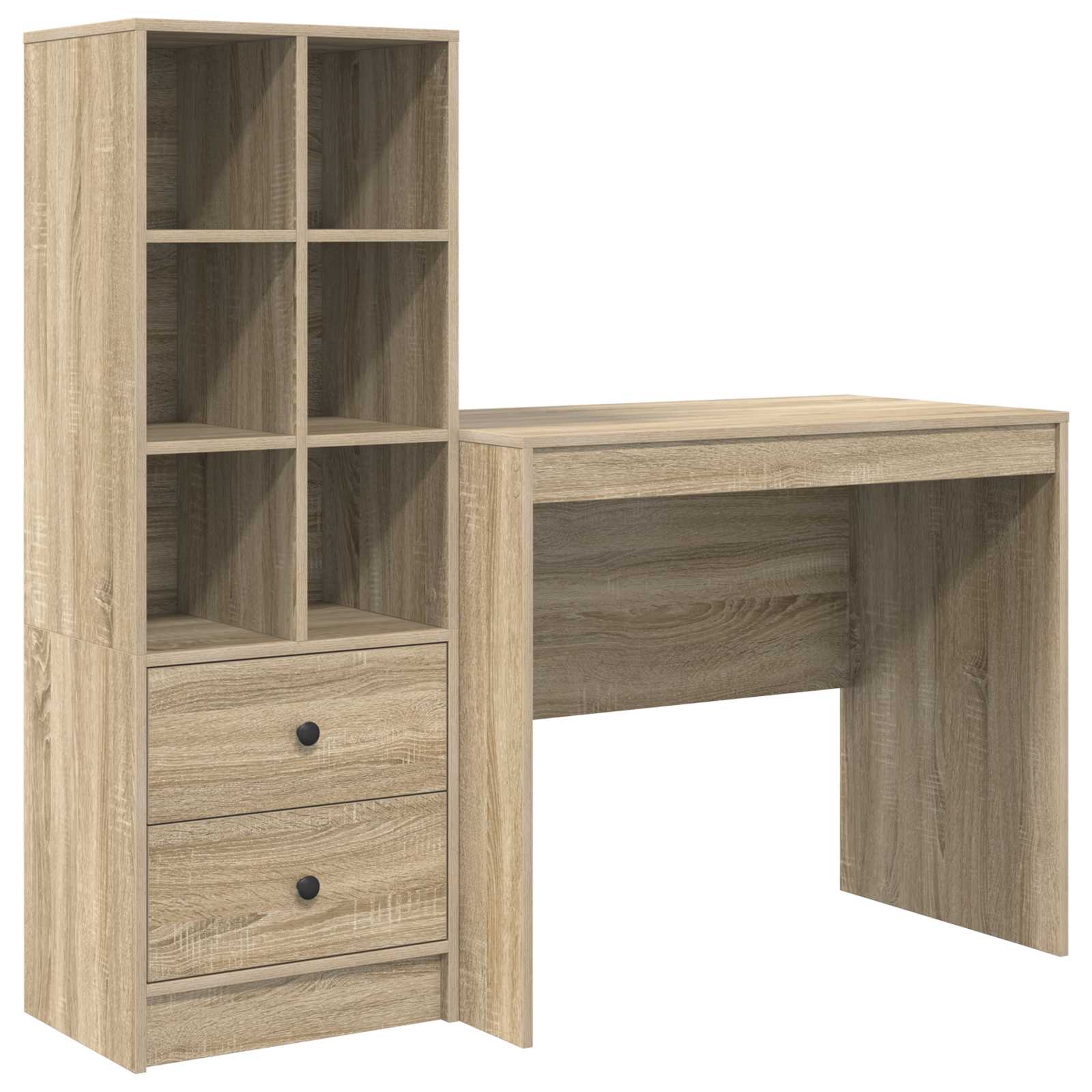 Stol s ladicama s policom s pohranom 2 pcs Sonoma hrast