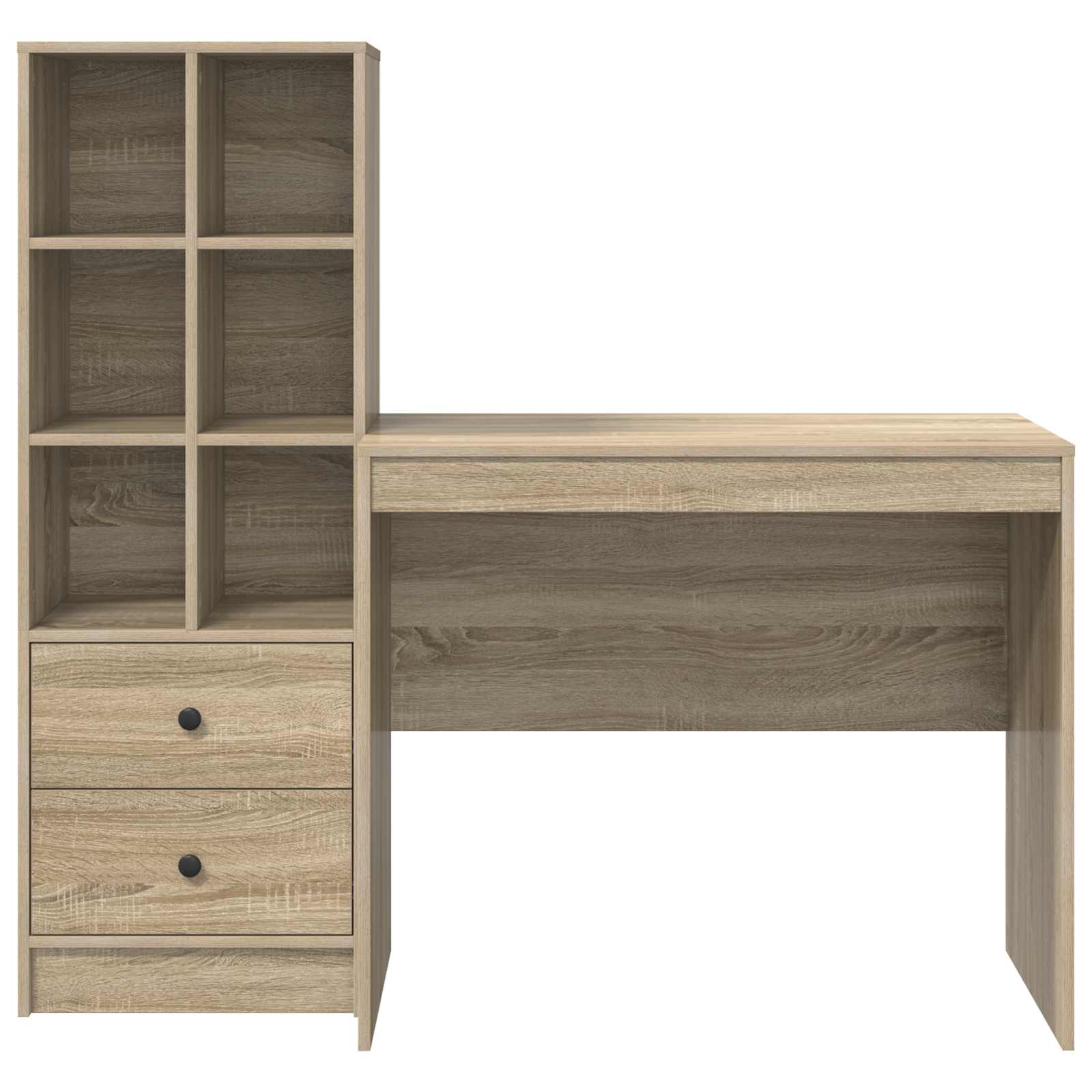 Stol s ladicama s policom s pohranom 2 pcs Sonoma hrast
