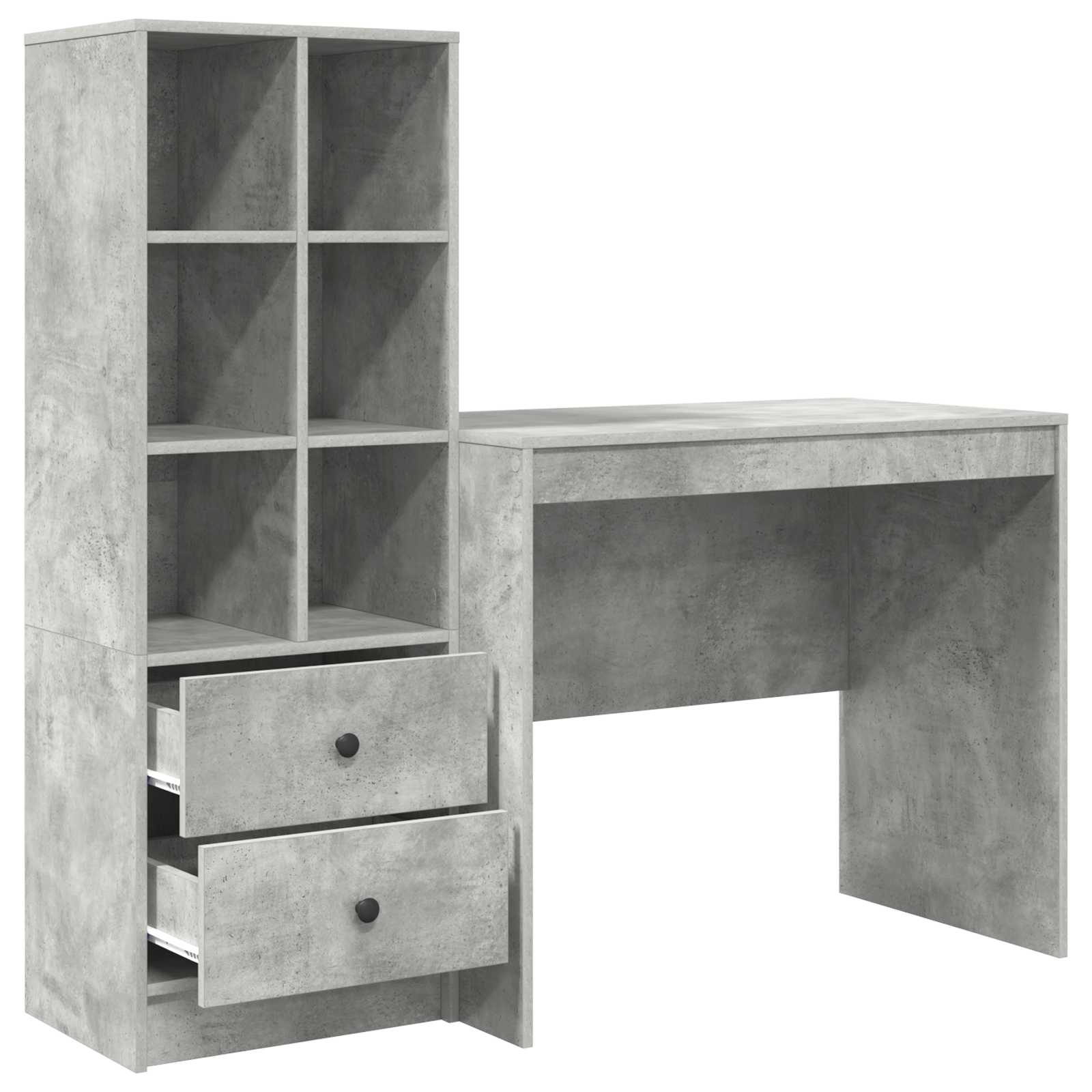 Stol s ladicama s policom s pohranom 2 pcs Betonski sivi