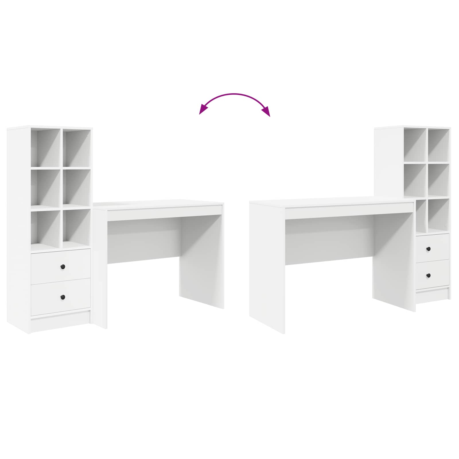 Stol s ladicama 2 pcs Bijelo