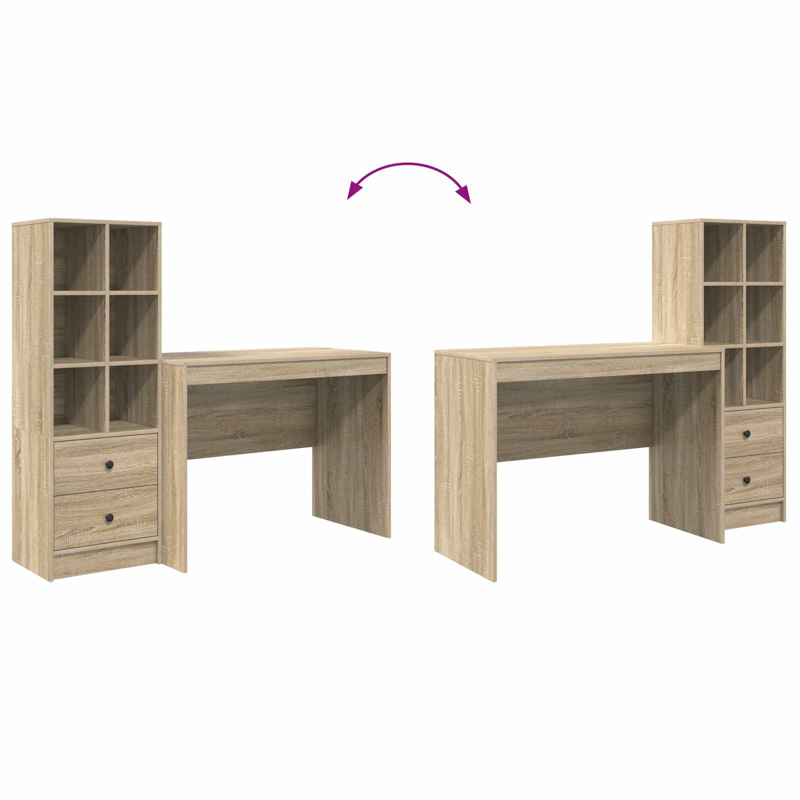 Stol s ladicama 2 pcs Sonoma hrast