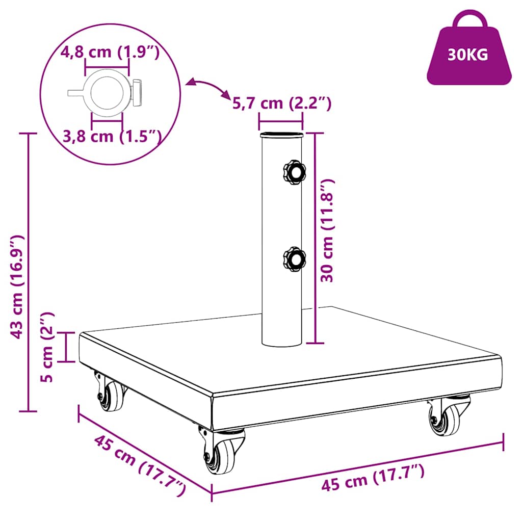 Baza za suncobran 30kg Crna Granit Četvrtasti