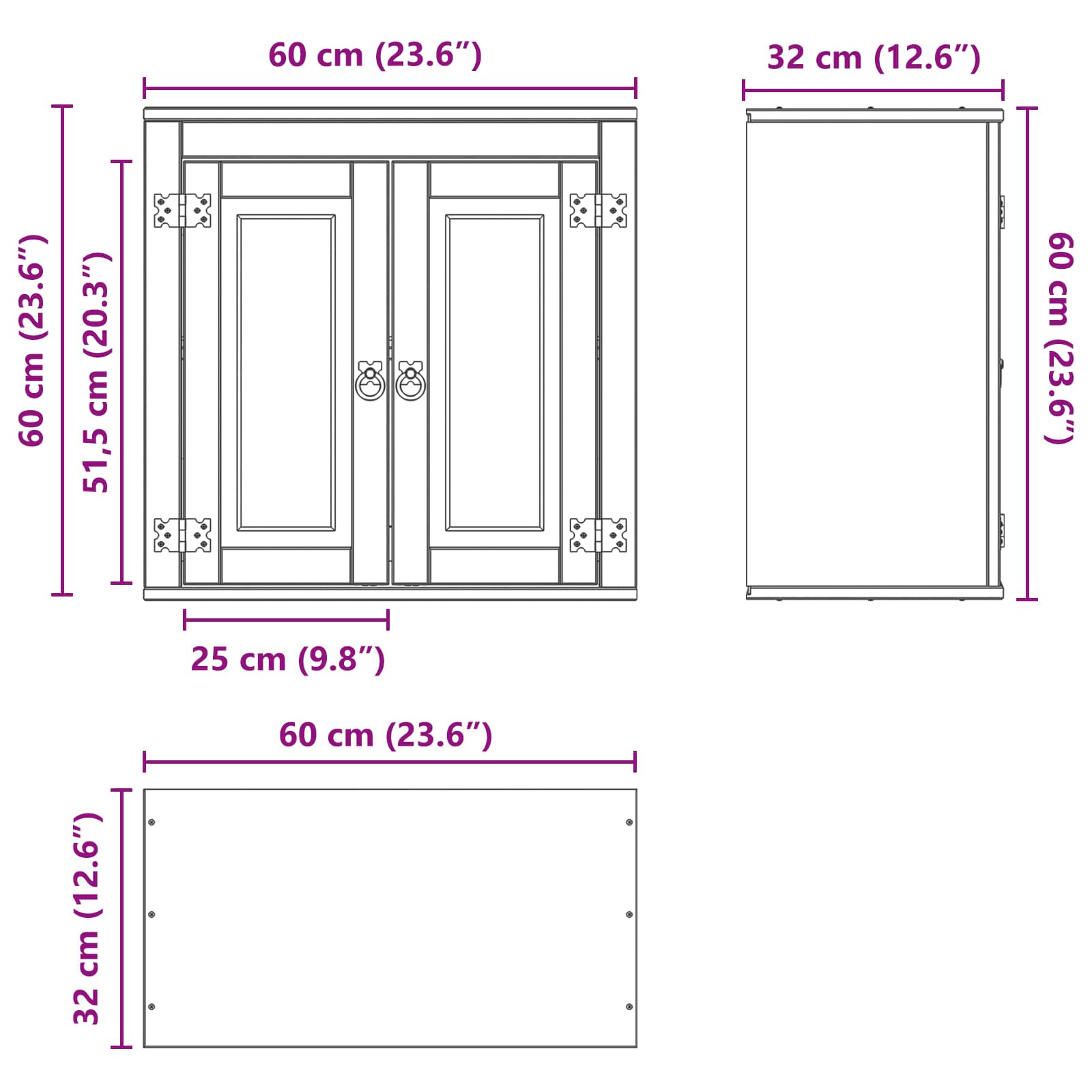 Cabinet SKI Medeno Smeđa 60 x 32 x 60 cm Čvrsto borovo drvo