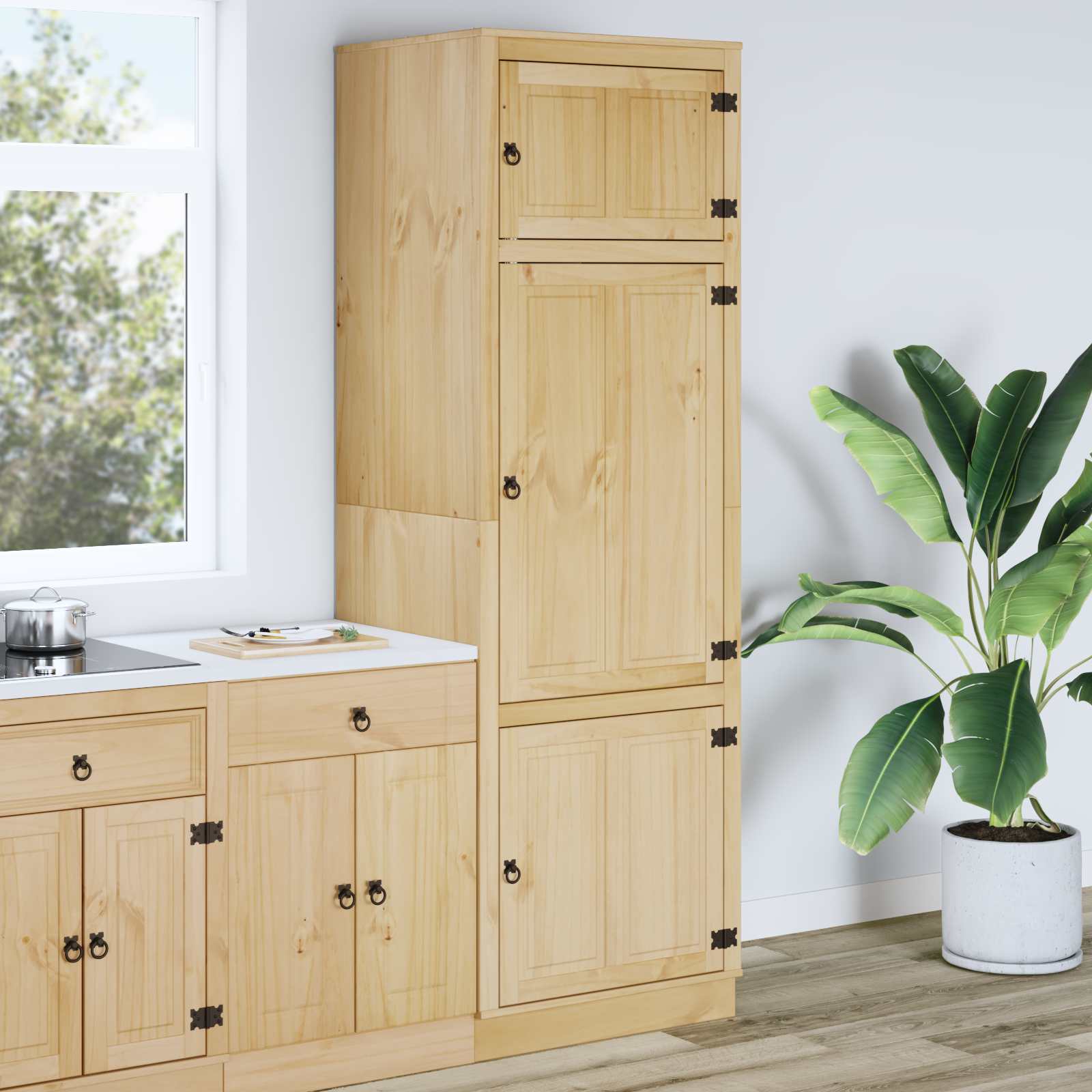 Cabinet SKI Medeno Smeđa 66 x 58 x 207 cm Čvrsto borovo drvo