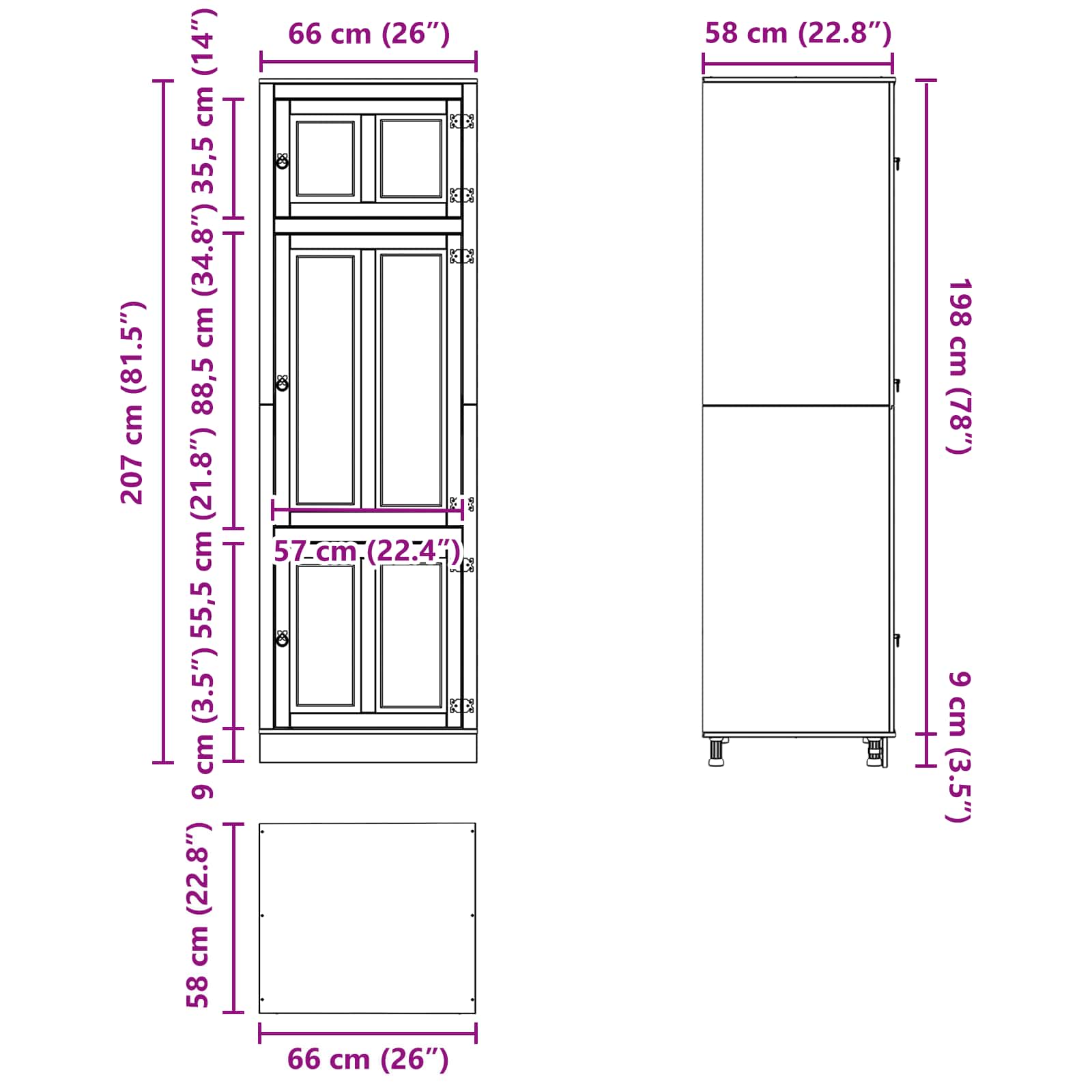 Cabinet SKI Medeno Smeđa 66 x 58 x 207 cm Čvrsto borovo drvo