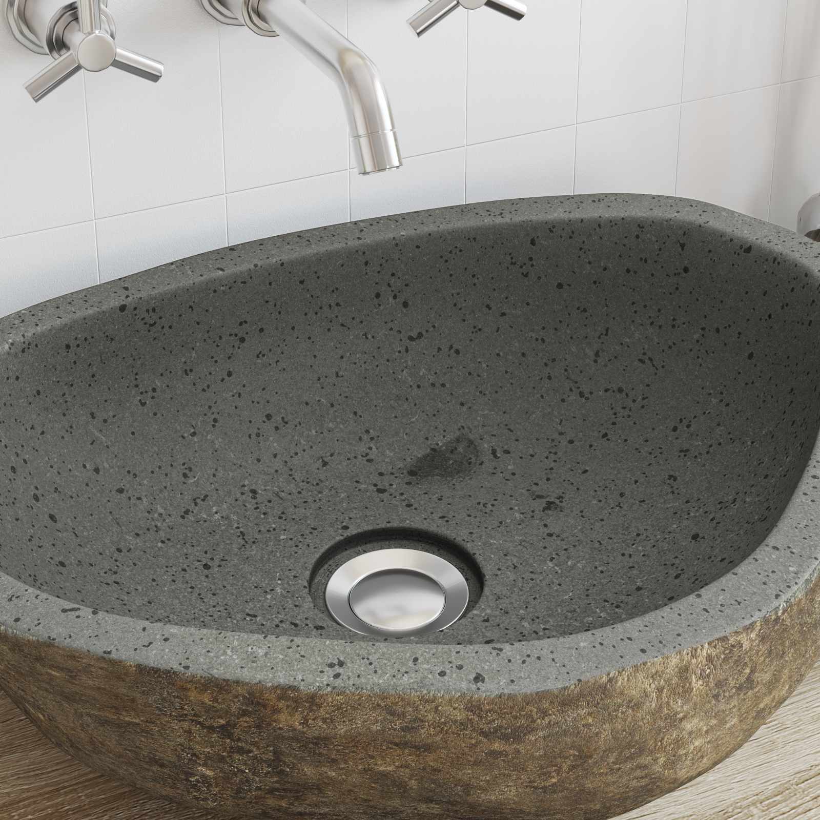 Umivaonik od riječnog kamena Svijetlo siva 52 x 40 x 15 cm