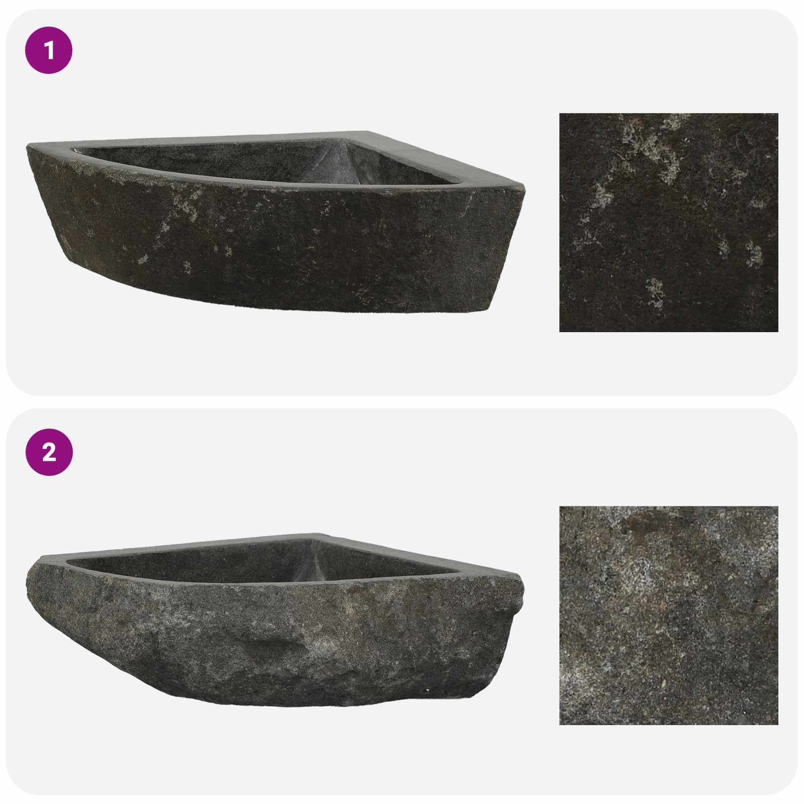 Sudoper Siva (30-37) x (30-37) x 12 cm Rijeka kamen