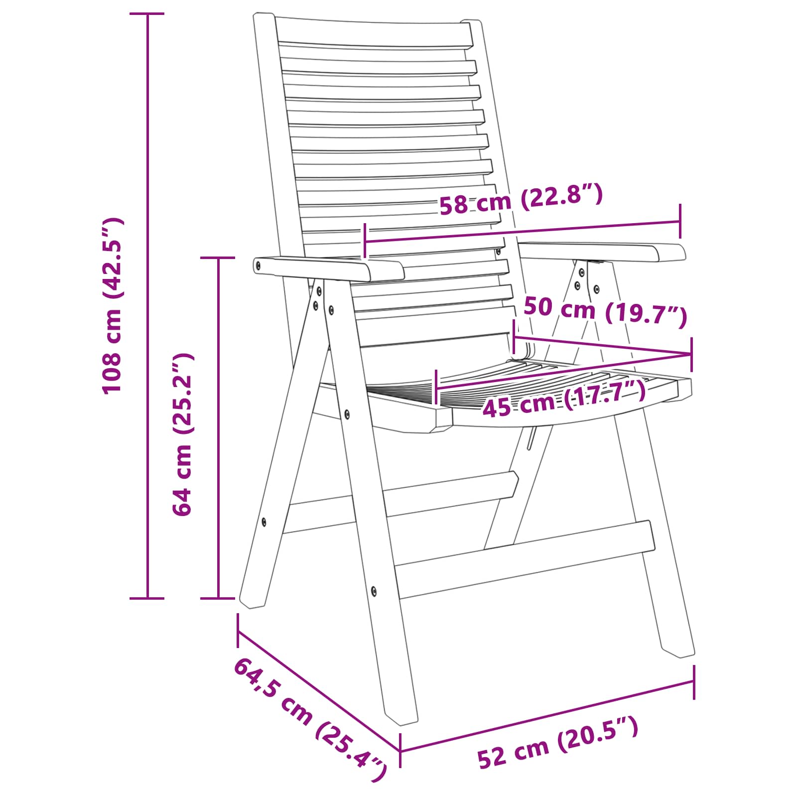 Stolica 2 pcs Smeđa 64.5 x 52 x 108 cm Čvrsto teak drvo