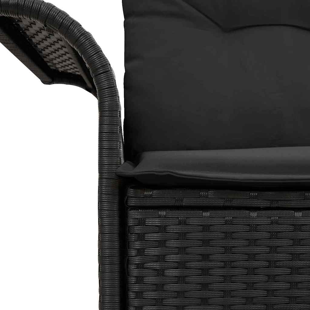 Vrtni kauč s jastukom Crna 141 x 62 x 69cm poliratan