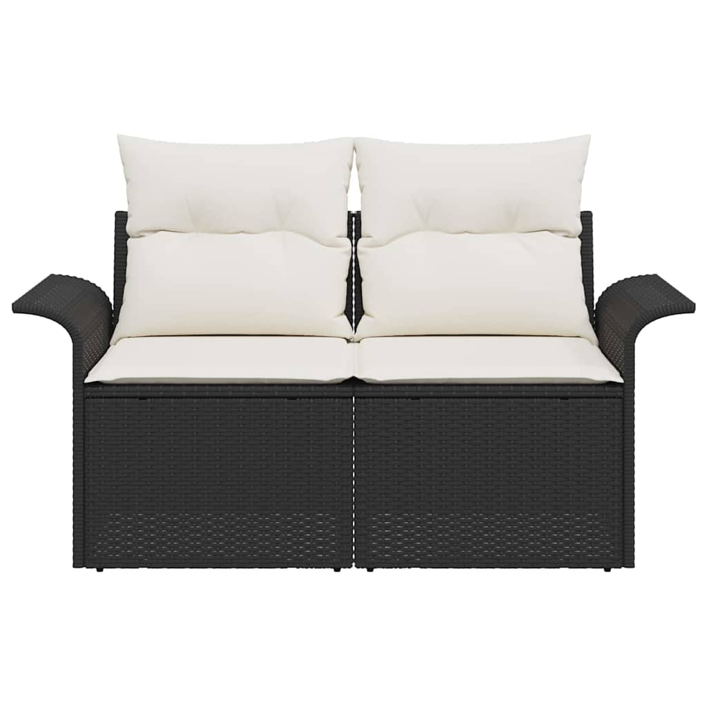 Vrtni kauč s jastukom s pohranom Crna 141 x 62 x 69cm poliratan