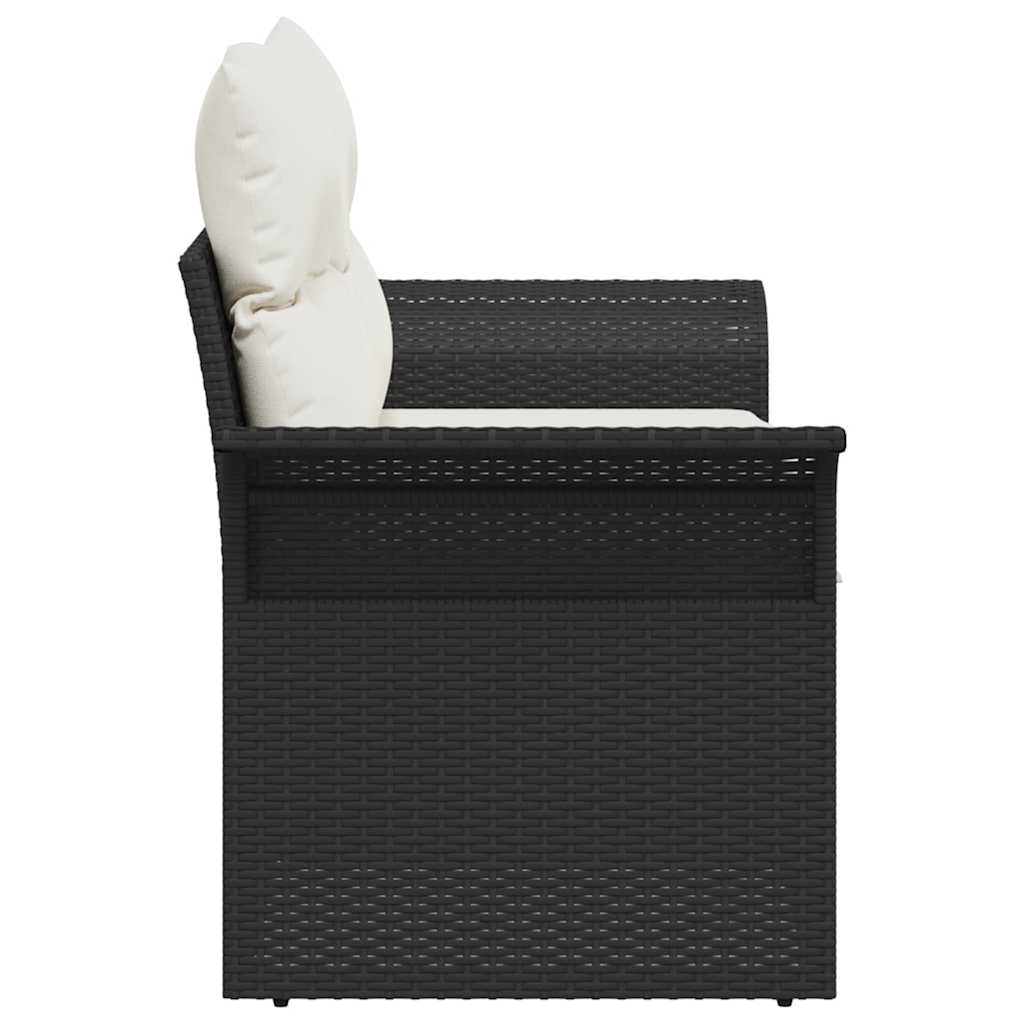 Vrtni kauč s jastukom s pohranom Crna 141 x 62 x 69cm poliratan