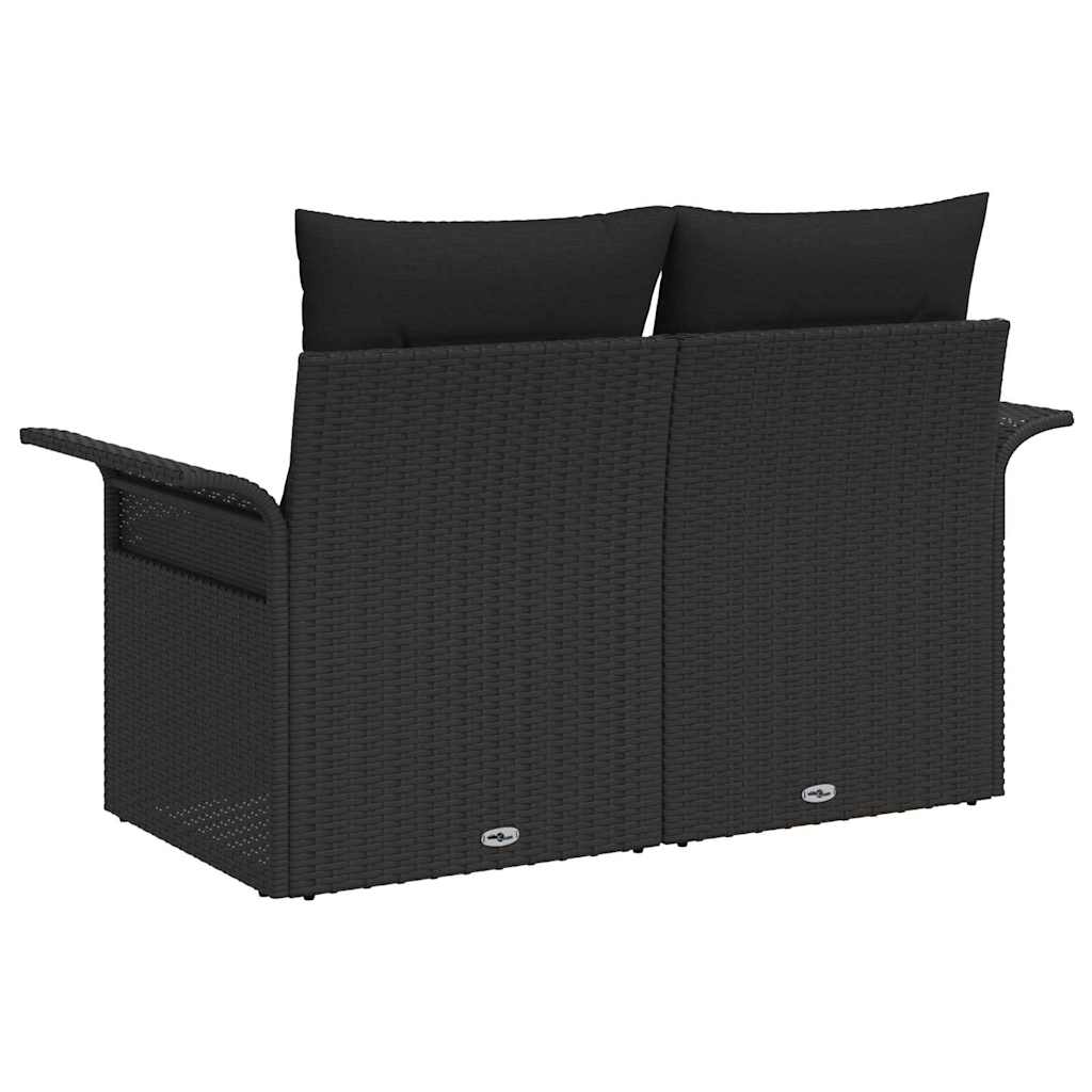 Vrtni kauč s jastukom s pohranom Crna 141 x 62 x 69cm poliratan