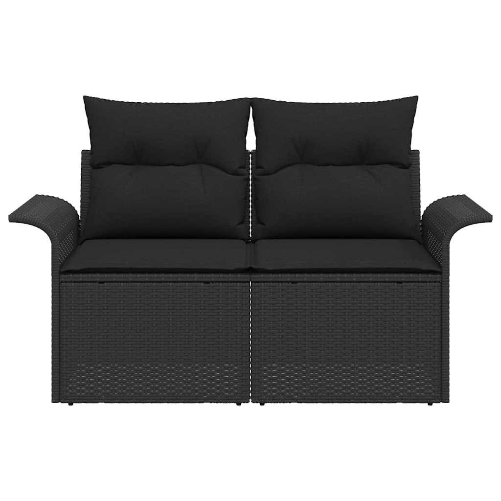 Vrtni kauč s jastukom s pohranom Crna 141 x 62 x 69cm poliratan