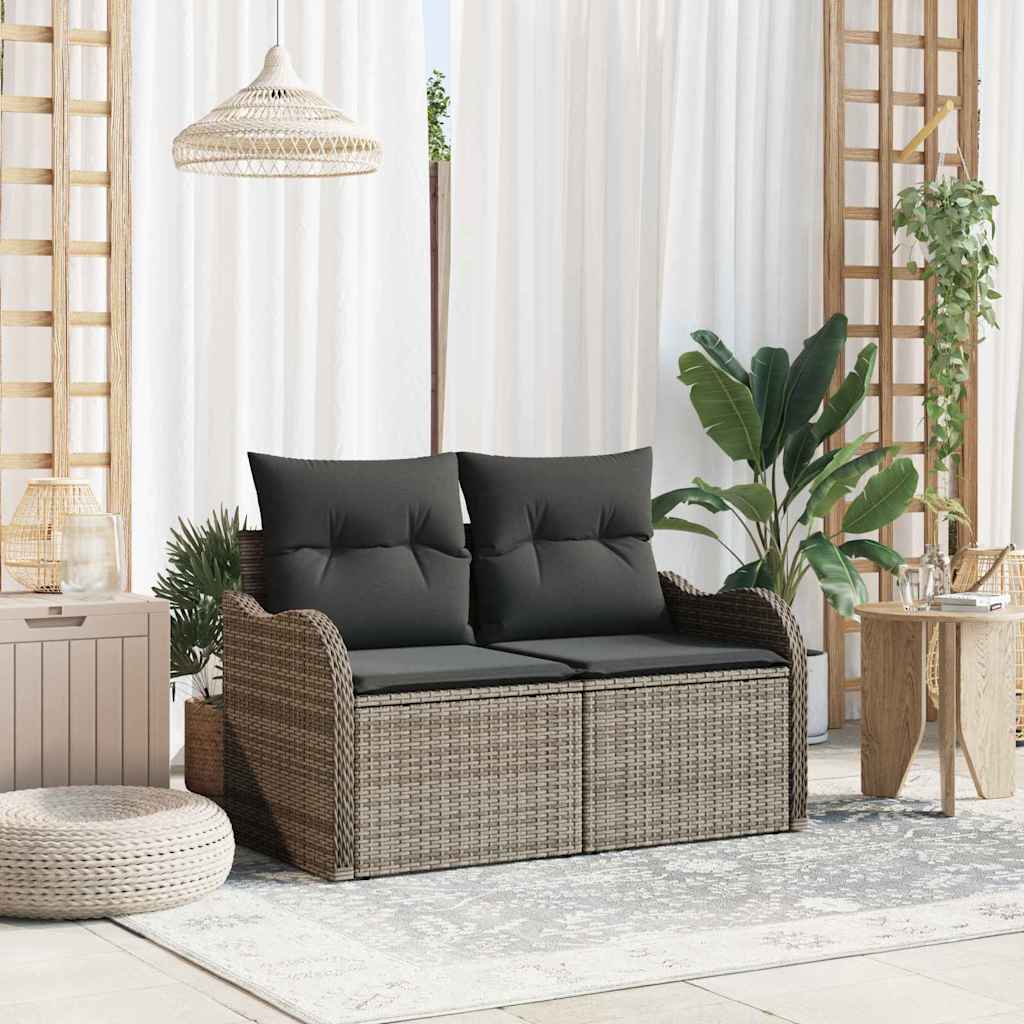Vrtni kauč s jastukom Siva 121 x 62 x 69cm poliratan