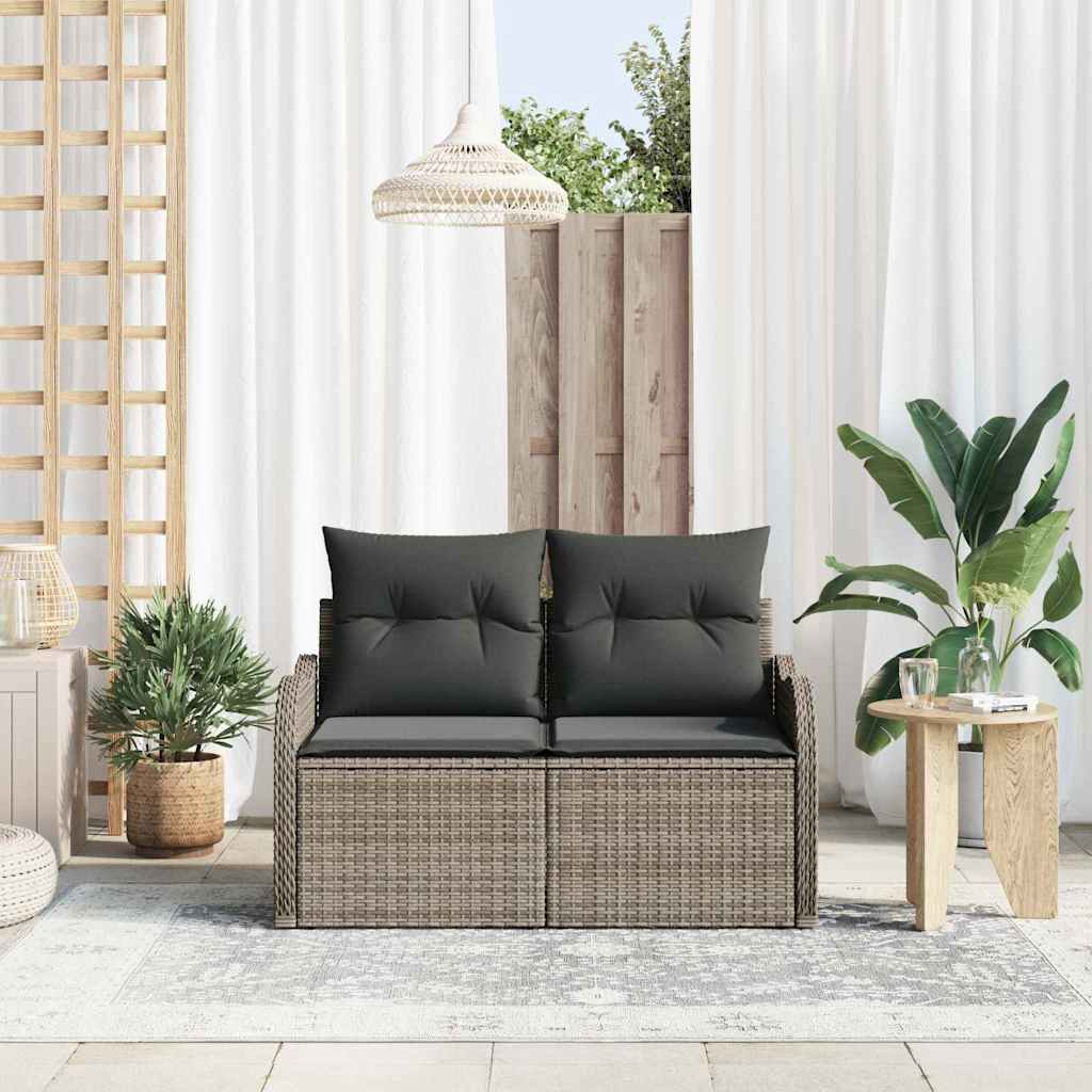 Vrtni kauč s jastukom Siva 121 x 62 x 69cm poliratan