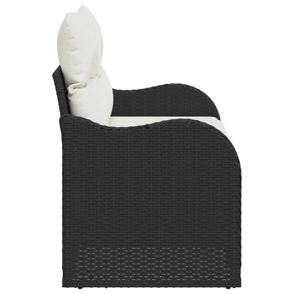 Vrtni kauč s jastukom s pohranom Crna 121 x 62 x 69cm poliratan