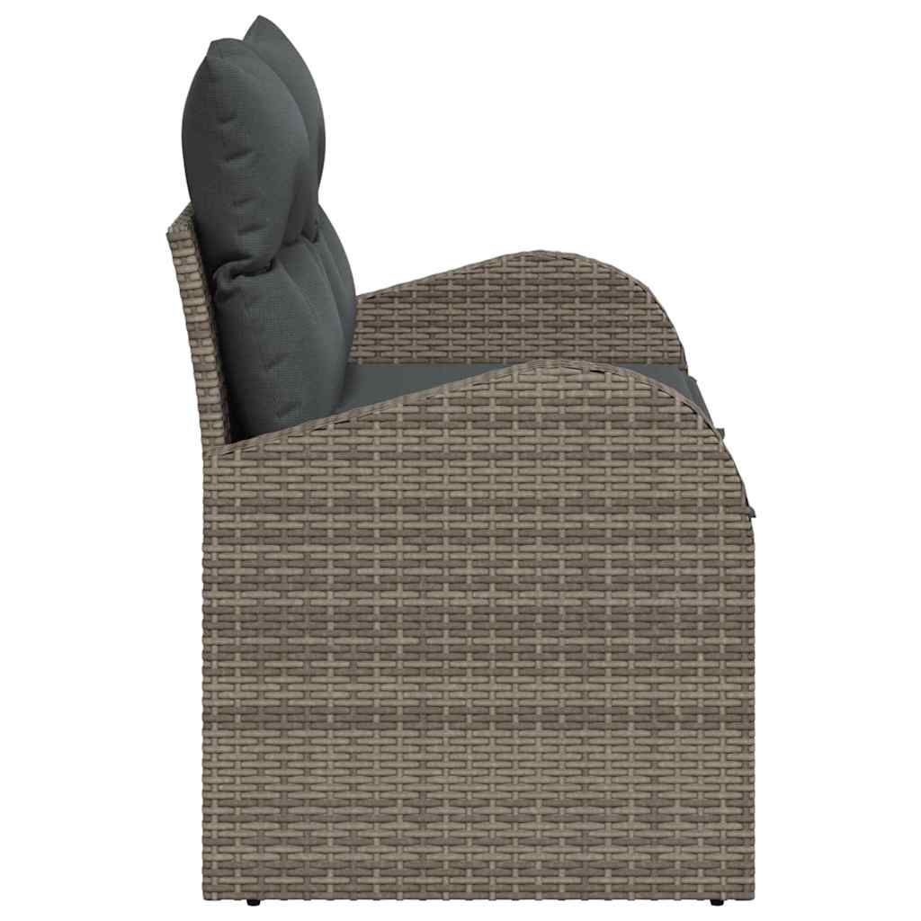 Vrtni kauč s jastukom s pohranom Siva 124 x 62 x 69cm poliratan