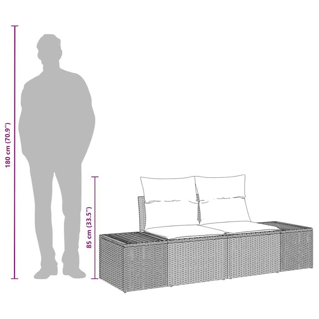 Vrtni kauč s jastukom Smeđa 184 x 62 x 69 cm poliratan