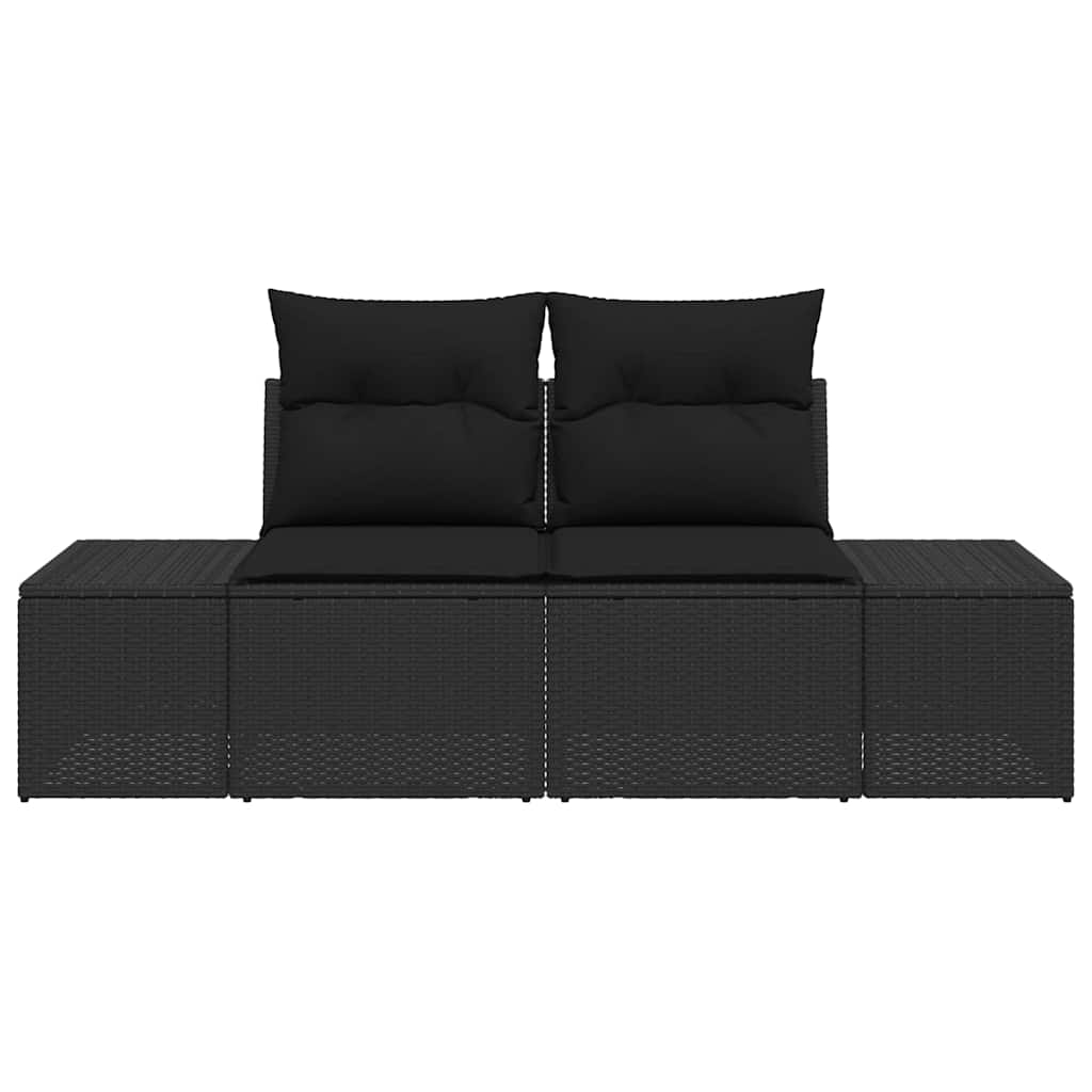 Vrtni kauč s jastukom Crna 184 x 62 x 69 cm poliratan
