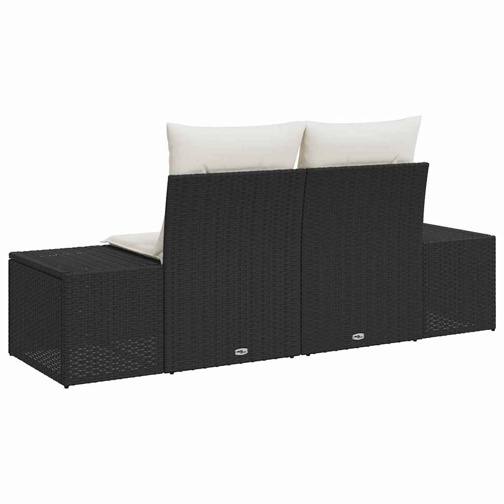 Vrtni kauč s jastukom Crna 184 x 62 x 69 cm poliratan