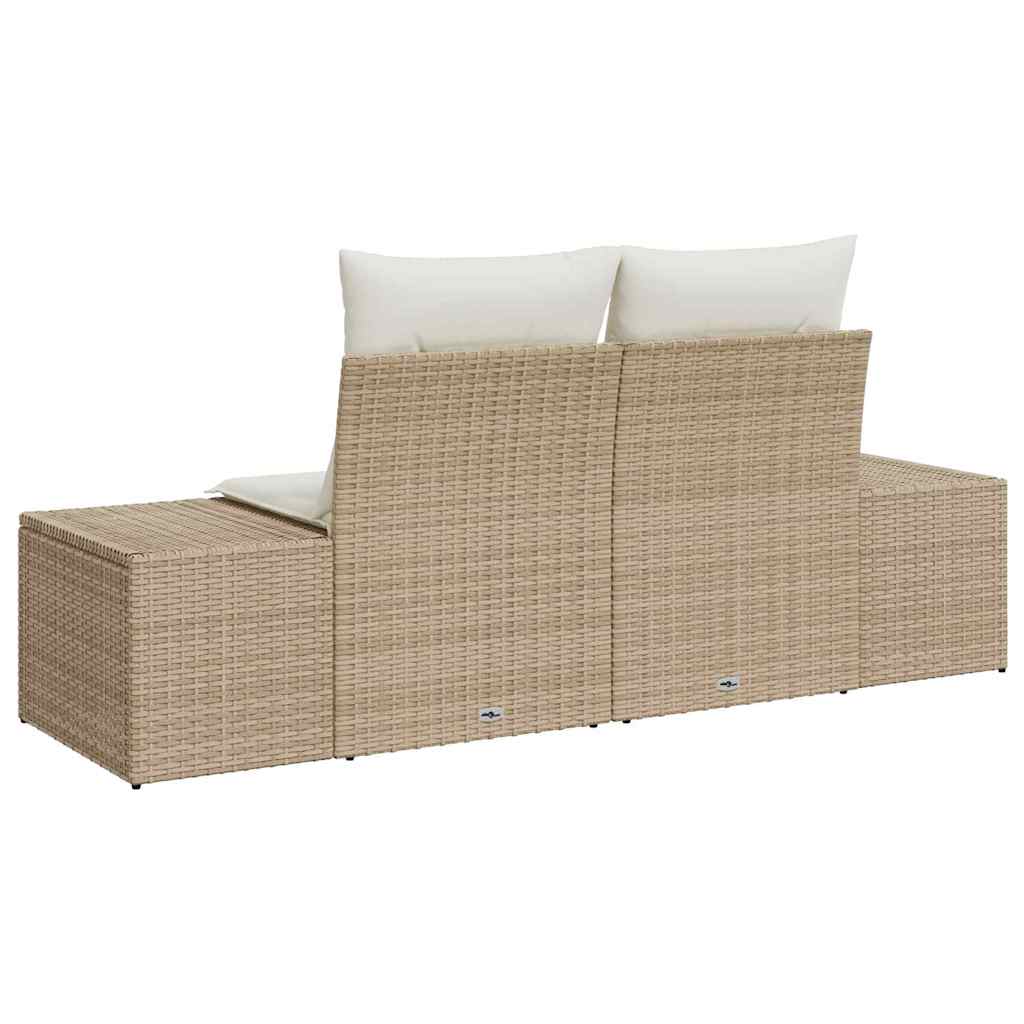 Vrtni kauč s jastukom s pohranom Bež 184 x 62 x 69 cm poliratan