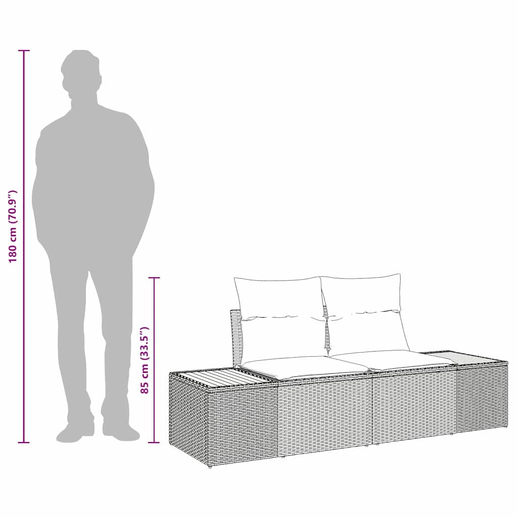 Vrtni kauč Crna 184 x 62 x 85cm poliratan