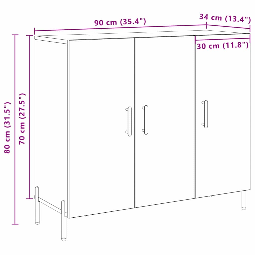 Kreveta Umjetnički hrast 90 x 34 x 80 cm Konstruirano drvo